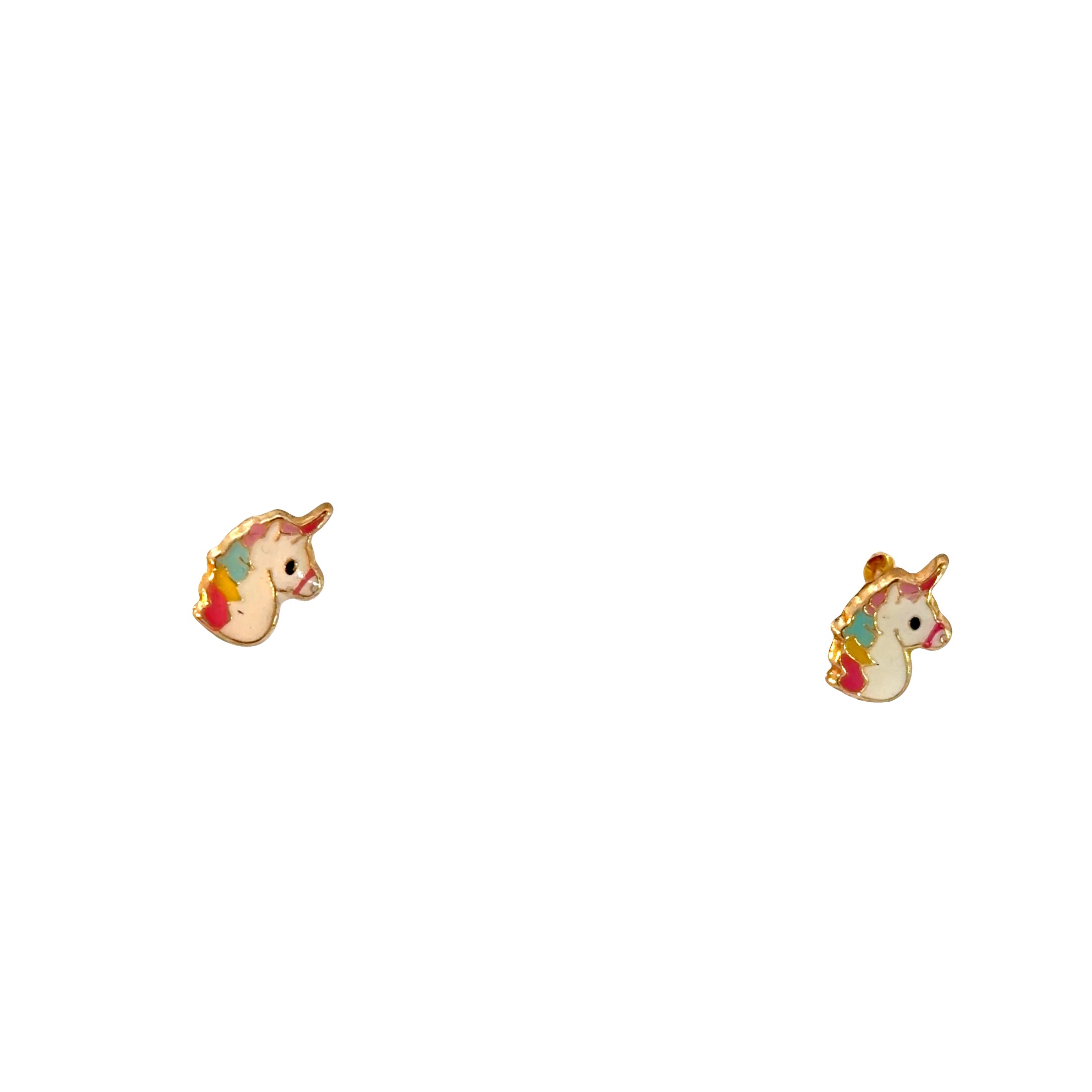 Unicorn Stud Earrings – 14K Gold Enamel