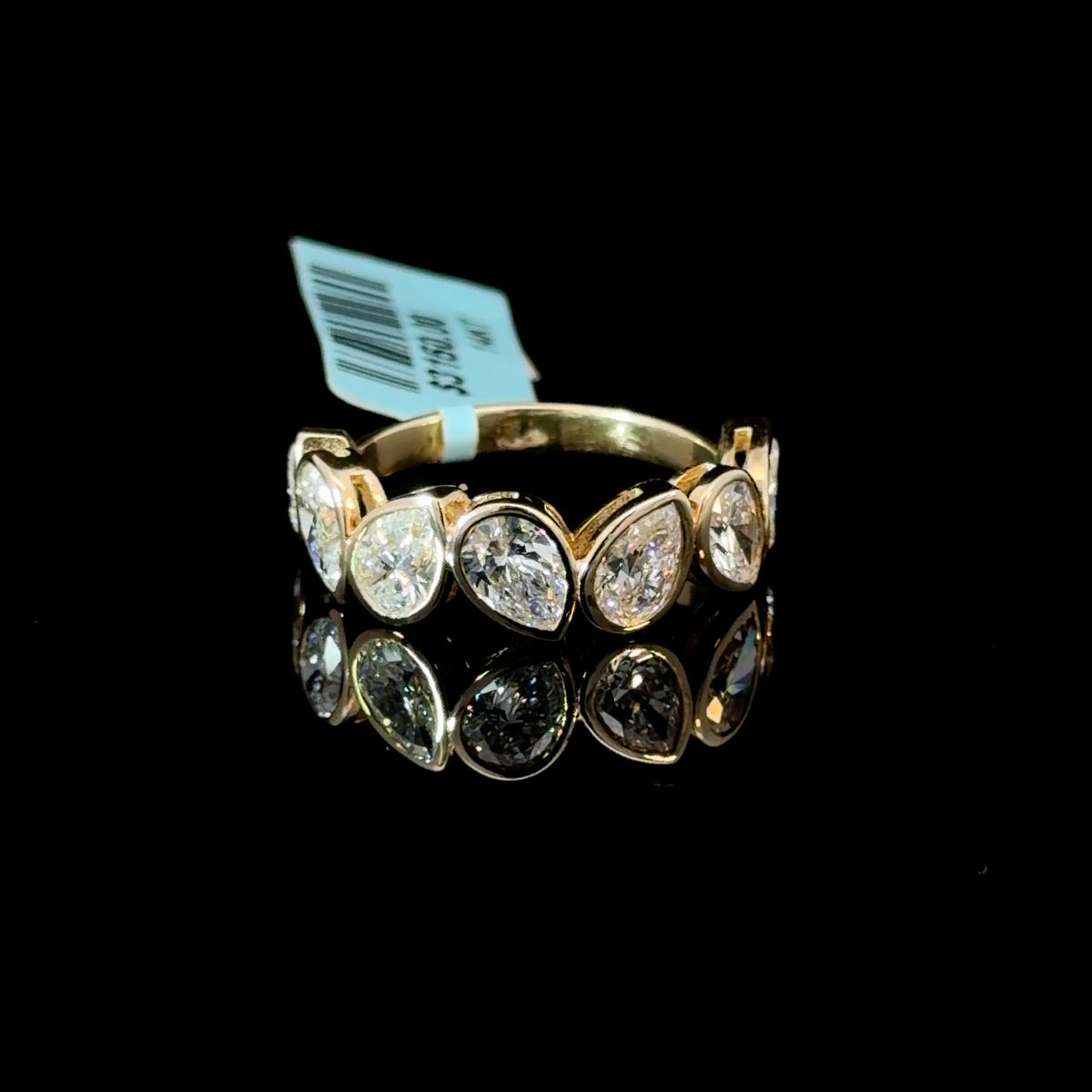 3ct Alternating Pear Diamond Bezel Halfway Eternity Ring