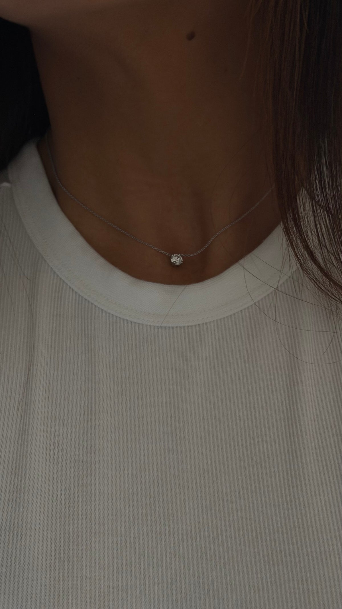 1CT Diamond Solitaire Necklace in 14k White Gold