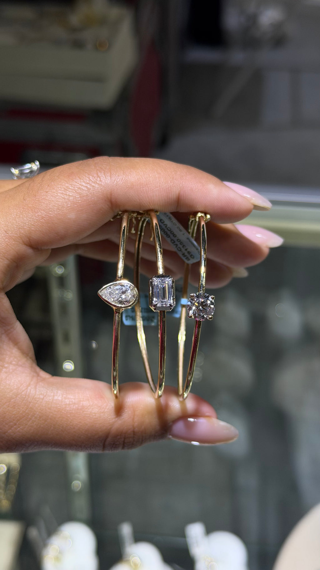 1.50ct Pear-Shape Lab Diamond Bangle in 14k Gold