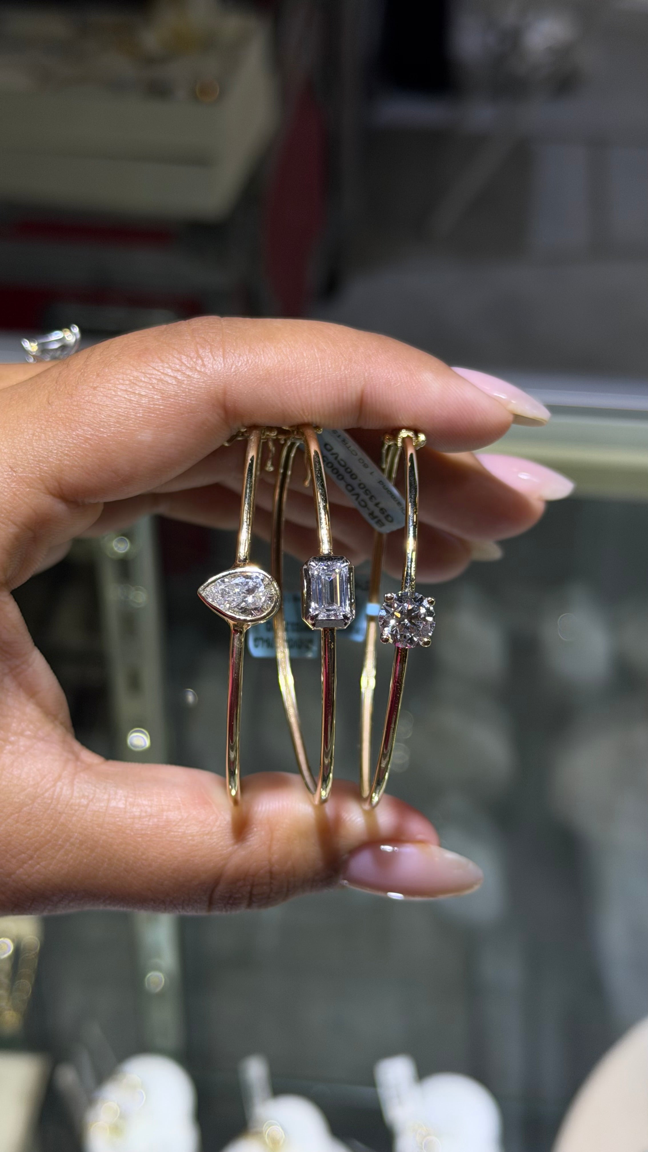 1.50ct Pear-Shape Lab Diamond Bangle in 14k Gold