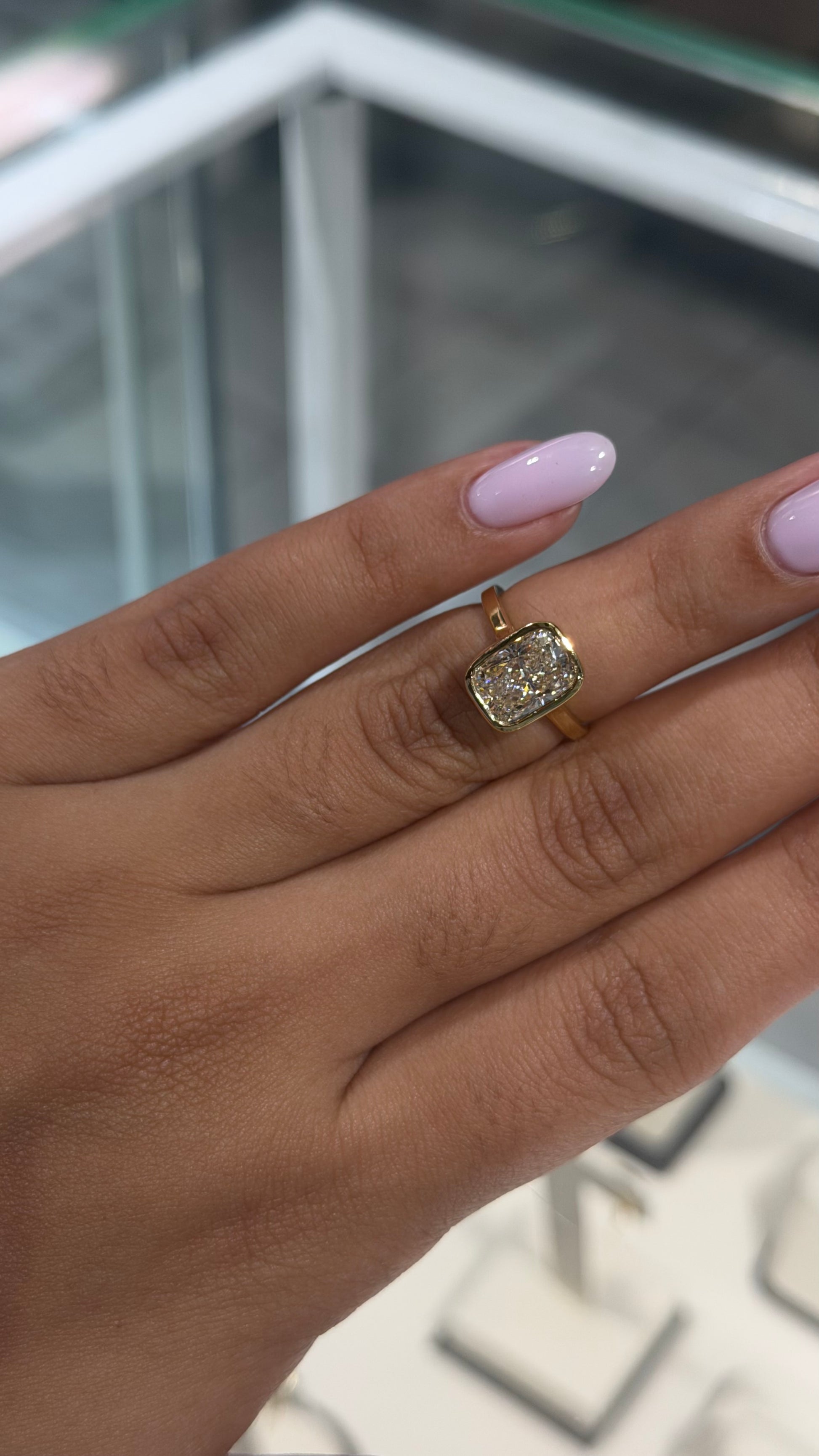 3.10ct Cushion Cut Lab-Grown Diamond Bezel Solitaire Ring