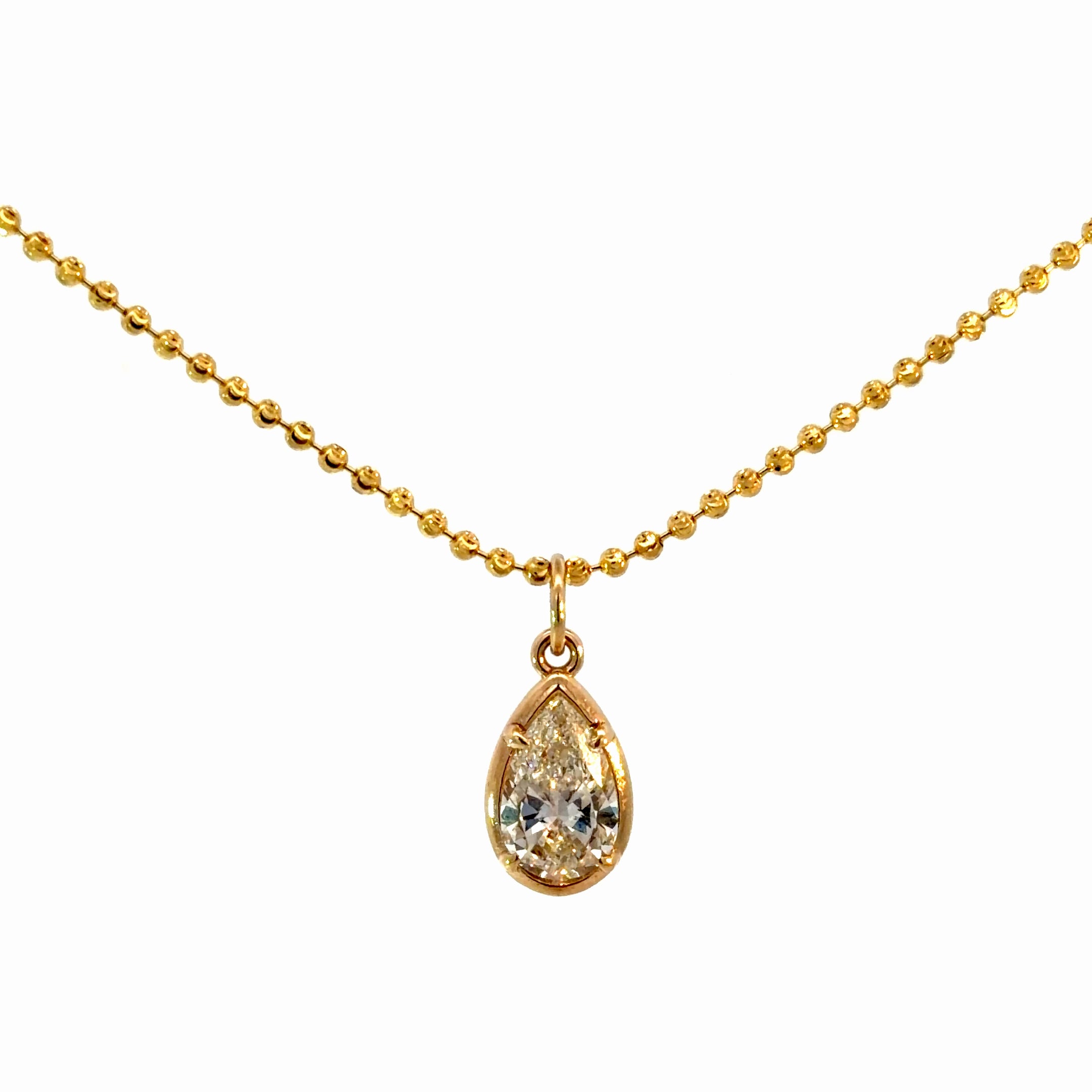 2ct Pear Lab Diamond Charm in 14k Gold