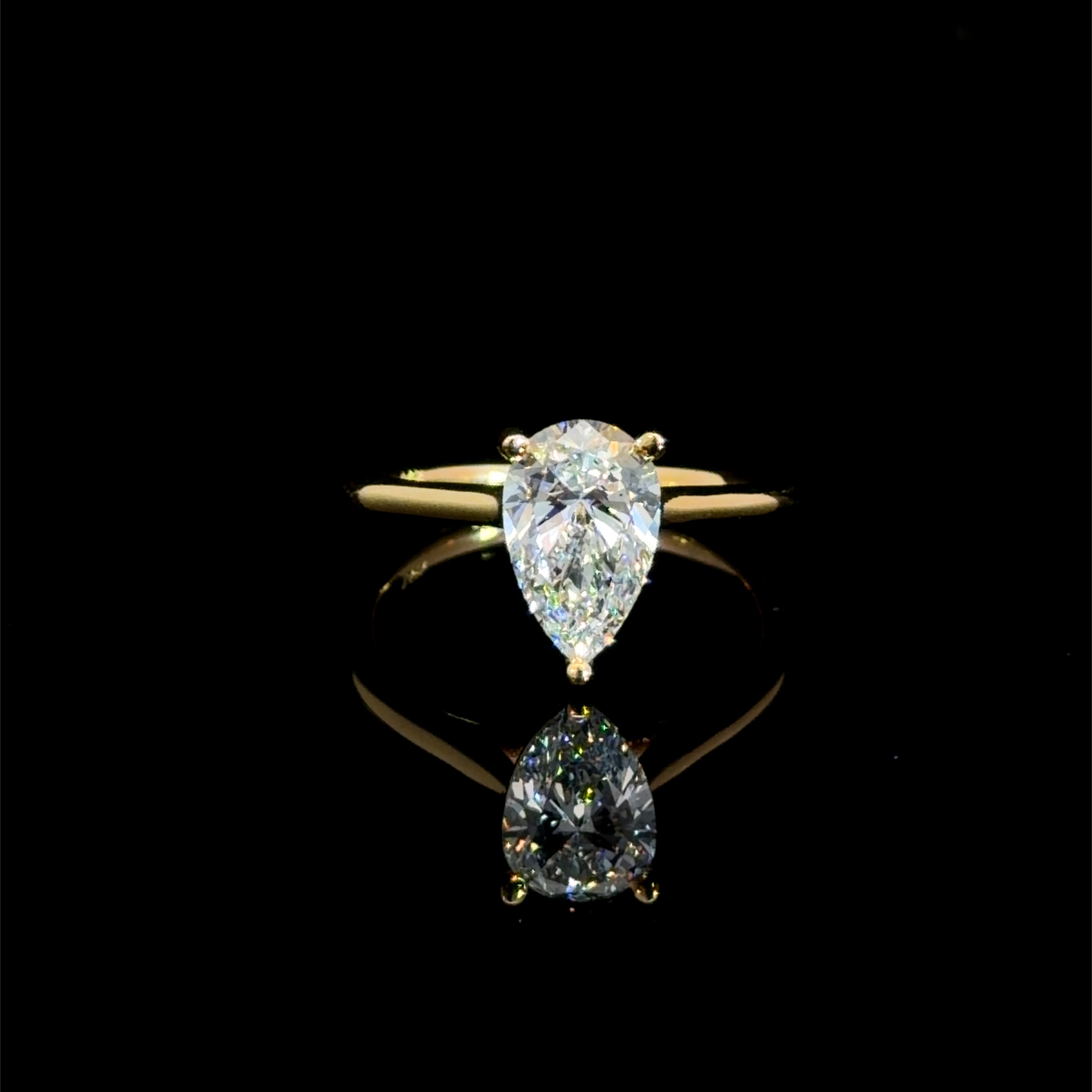 1.58 Pear Cut Lab Diamond Solitaire Ring - IGI Certified