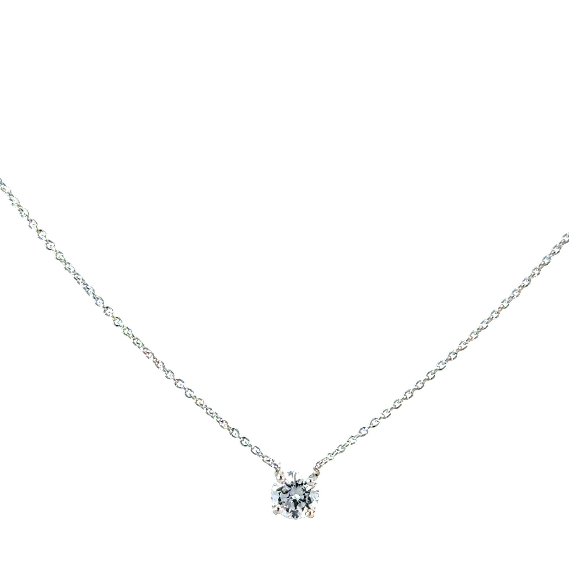 0.50CT Diamond Solitaire Necklace in 14k White Gold
