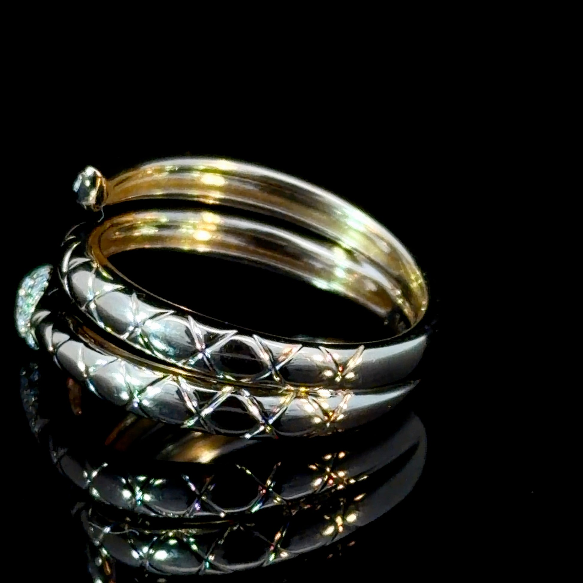 14K Gold Emerald Snake Ring – Diamond Pavé Serpent Wrap Ring