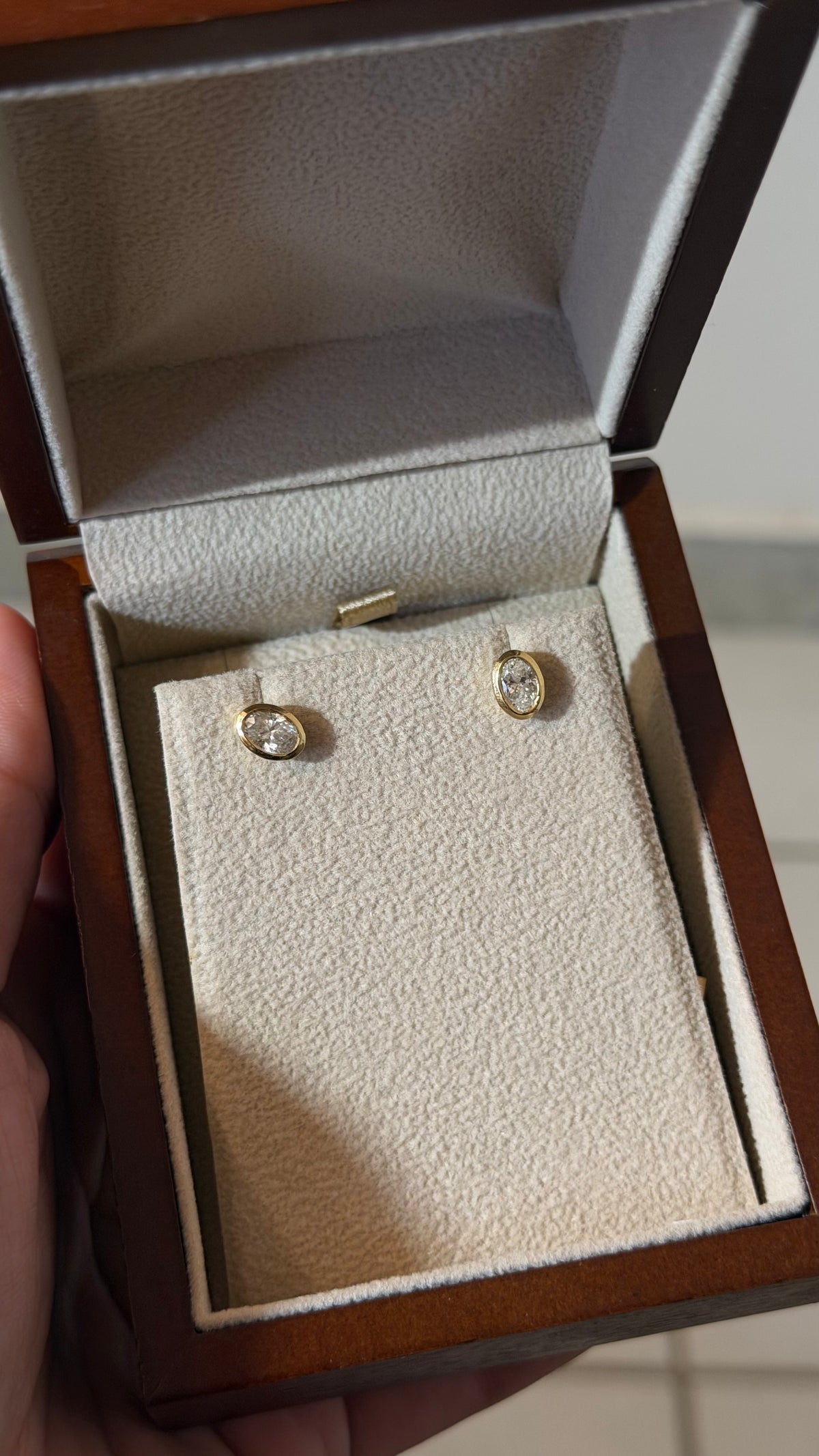 1.05ct Oval Lab Diamond Bezel Studs