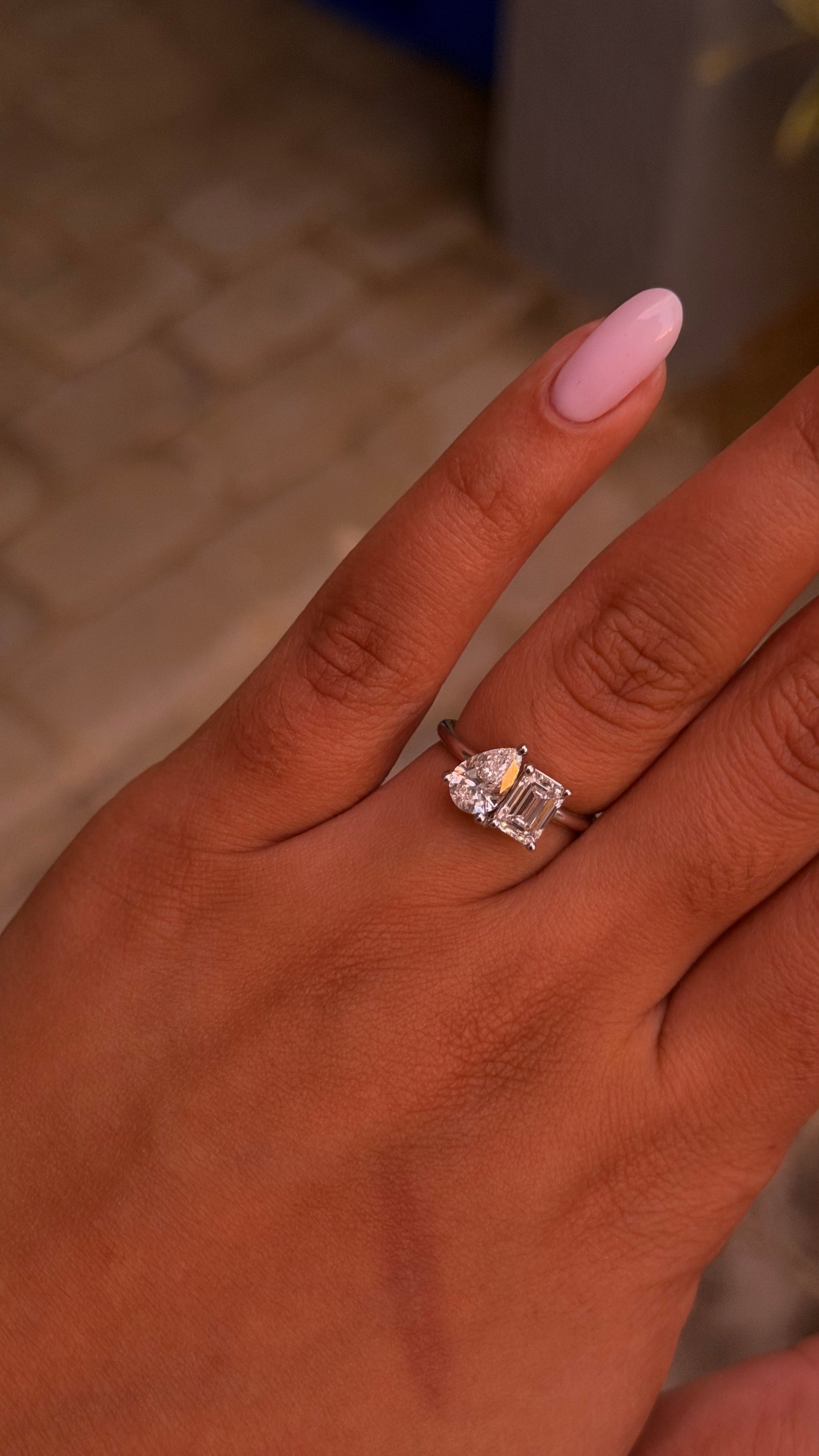 2.09 Ctw Toi Et Moi Pear & Emerald Lab Diamond Engagement Ring