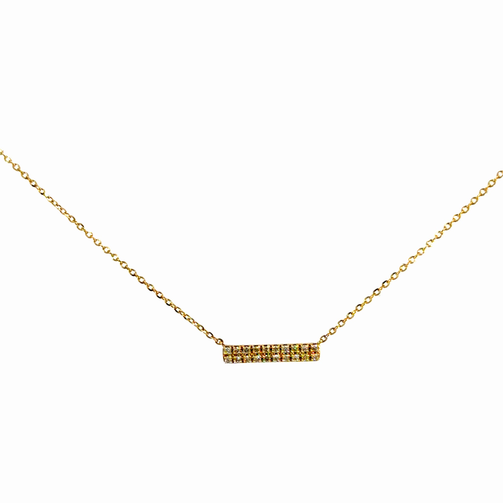 14K Gold Natural Diamond Bar Necklace