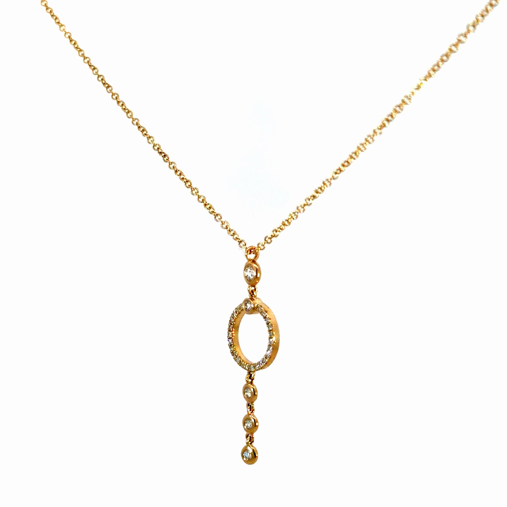 14K Gold Diamond Dainty Circle Necklace