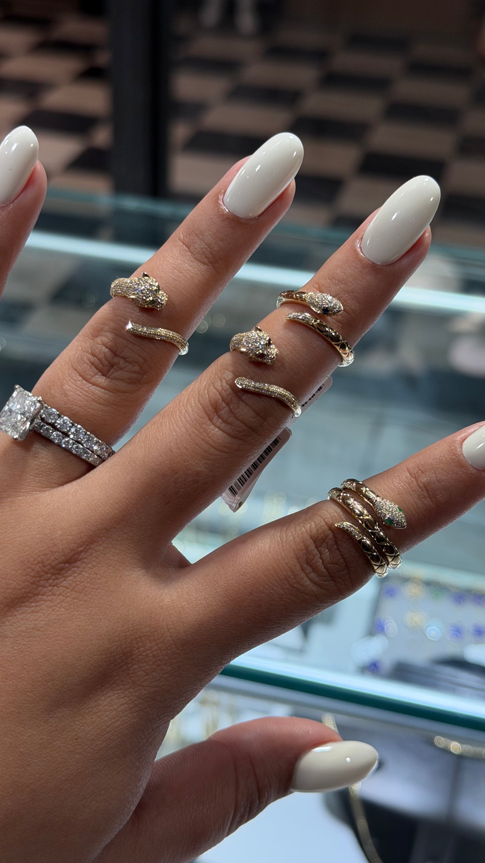 14k Gold Emerald Panther Ring - Diamond Pavé Wrap Ring