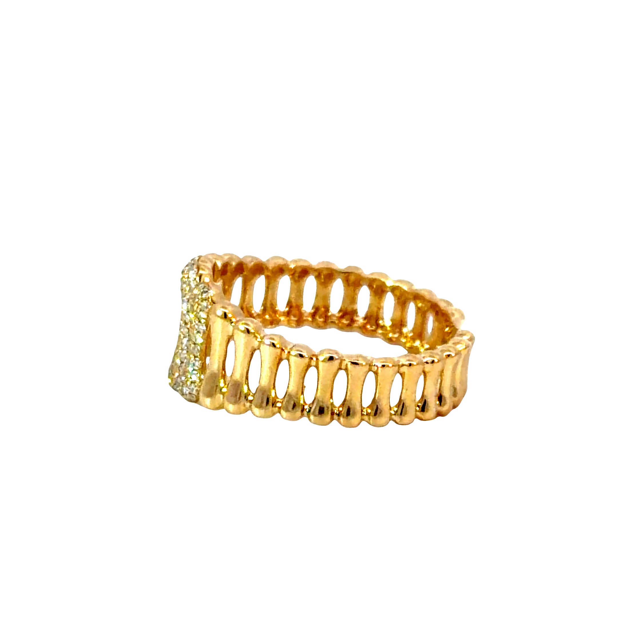 14K Gold Openwork Diamond Band Ring