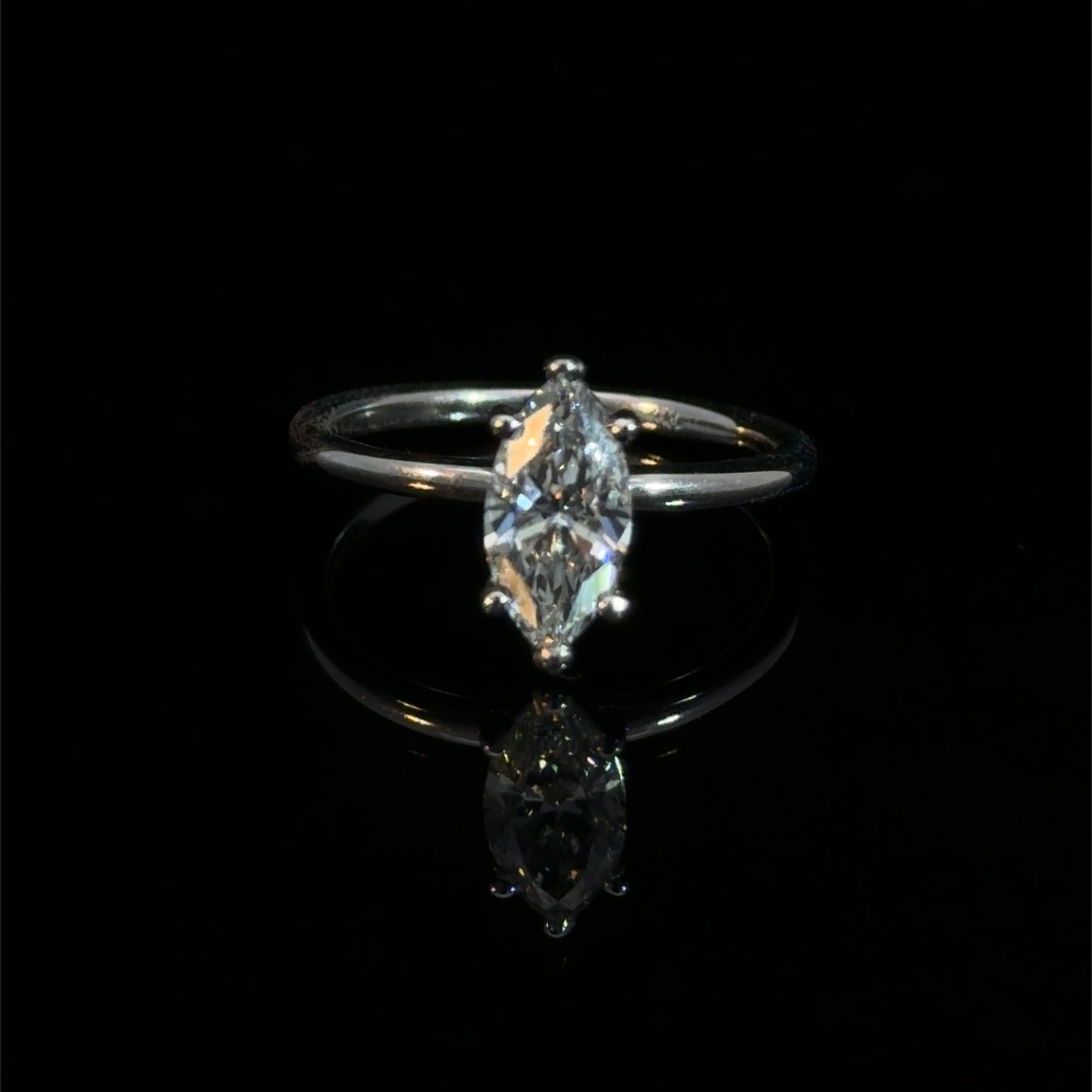 1.05 MARQUISE CUT LAB DIAMOND BASKET SOLITAIRE RING