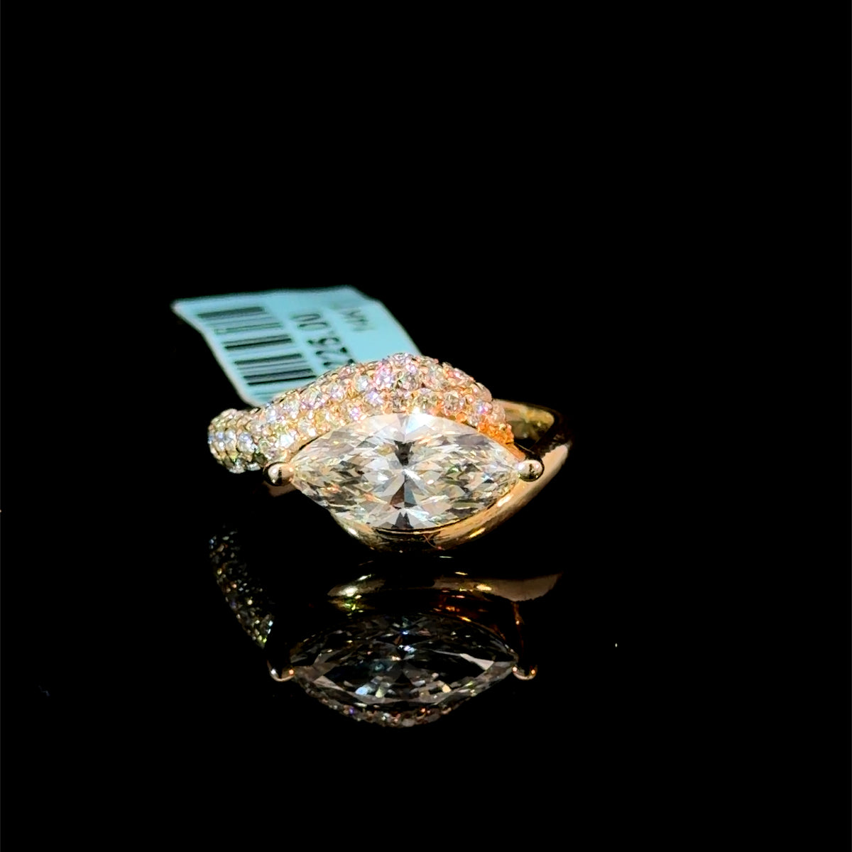 2.20ct Marquise Lab Diamond Bypass Pavé Ring