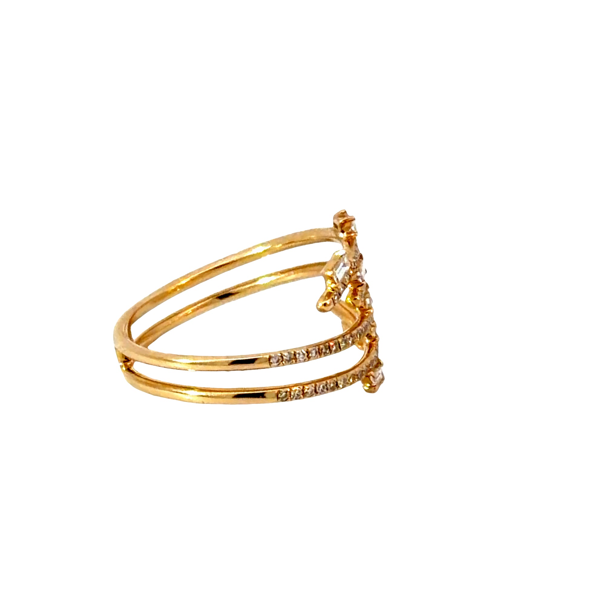 14K Gold Multi-Row Diamond Wrap Ring