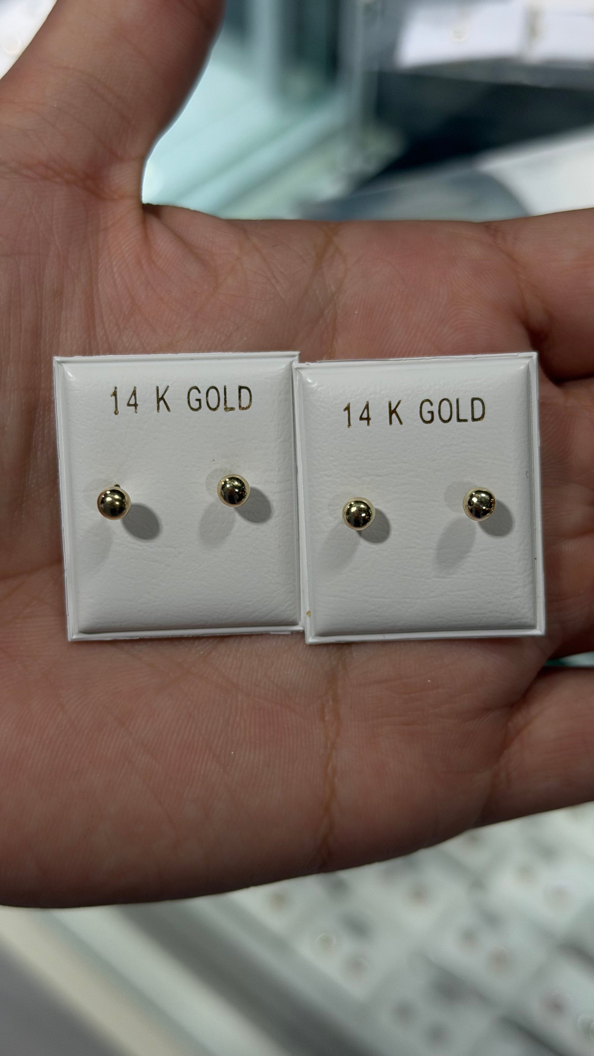 14k Gold Ball Studs - 4mm