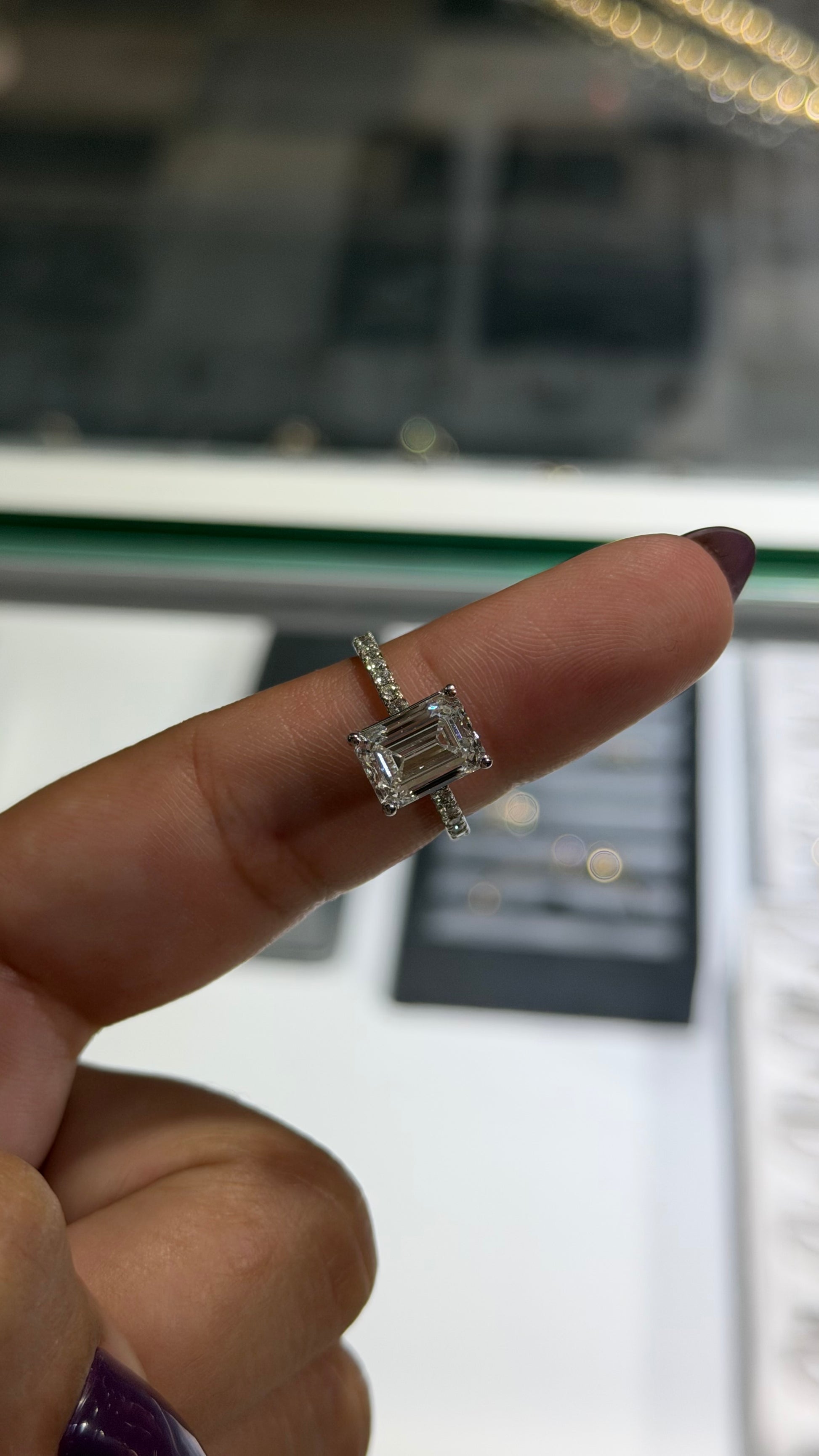 3.08ct Radiant Cut Lab Diamond On Pavé Band Ring - IGI Certified