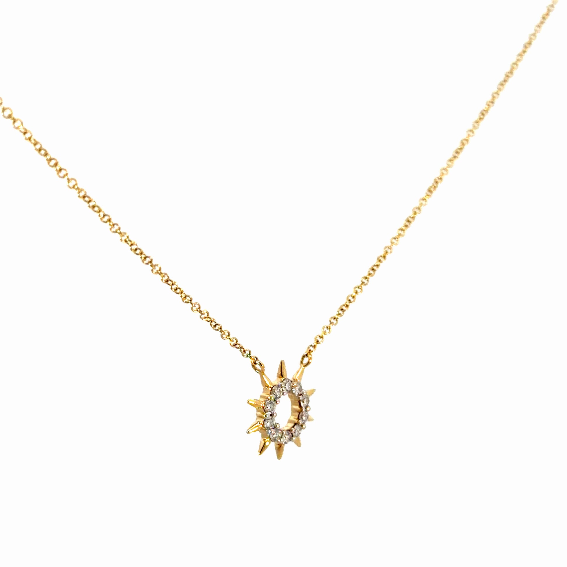 14K Gold Natural Diamond Sunburst Necklace