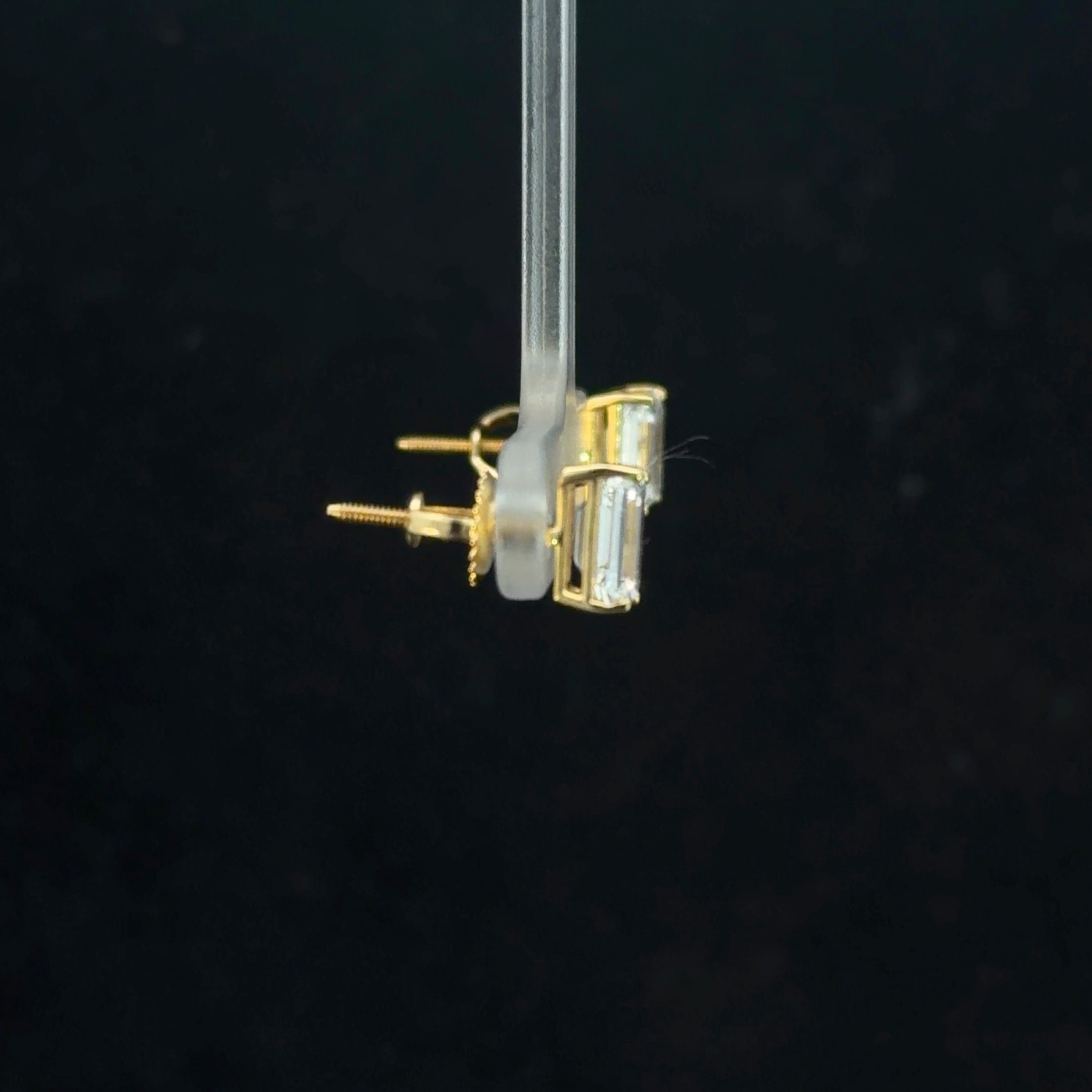 2.18CTW Emerald Cut Lab Diamond Studs - 14k Gold