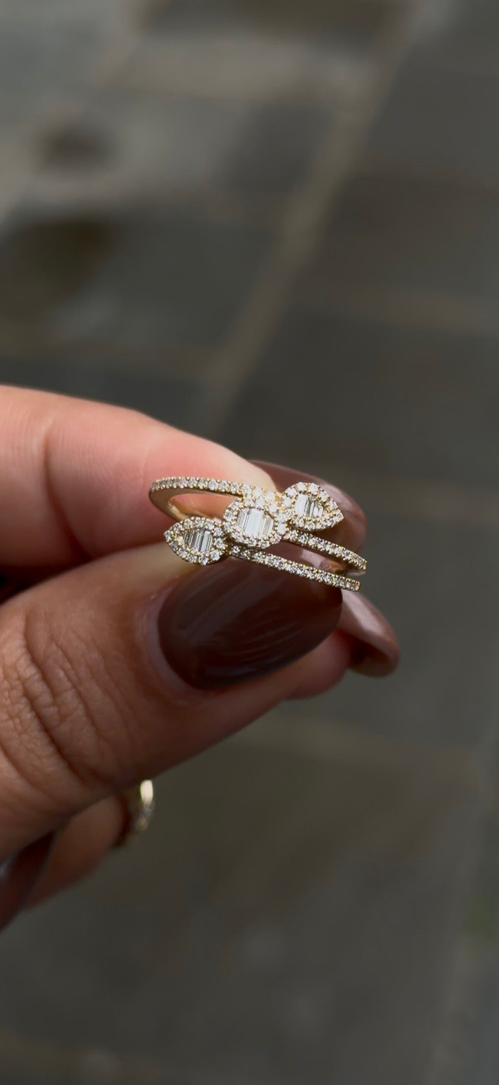 Triple Shape Baguette Diamond Ring