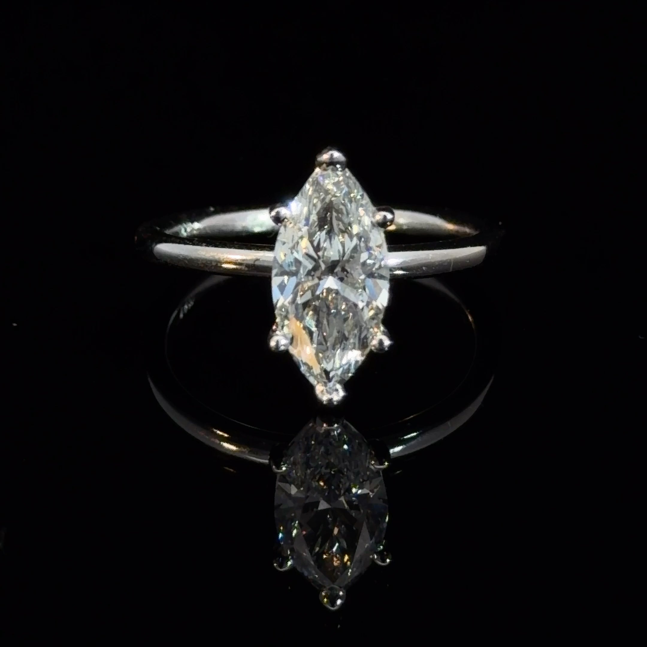 1.58CT MARQUISE CUT LAB DIAMOND BASKET SOLITAIRE RING