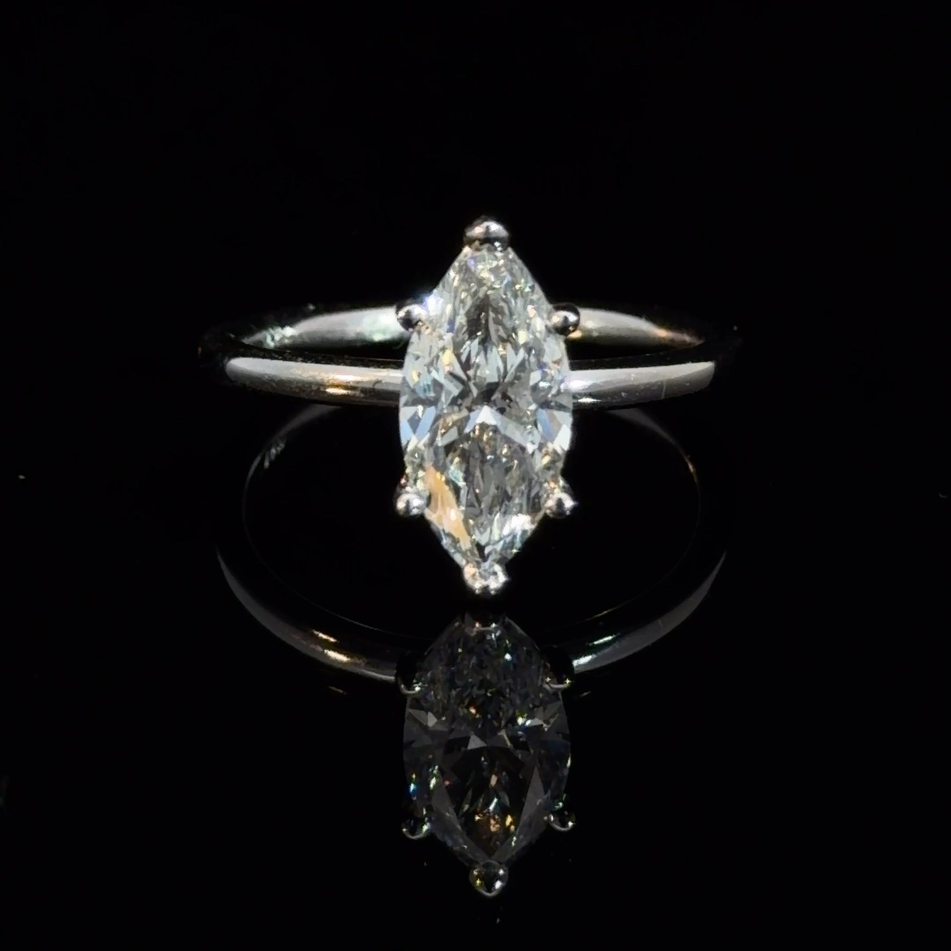 1.58CT MARQUISE CUT LAB DIAMOND BASKET SOLITAIRE RING