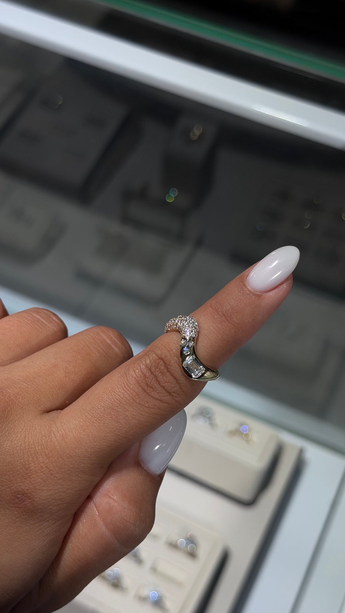 1.50ct Emerald Cut Lab Diamond Wave Pavé Ring