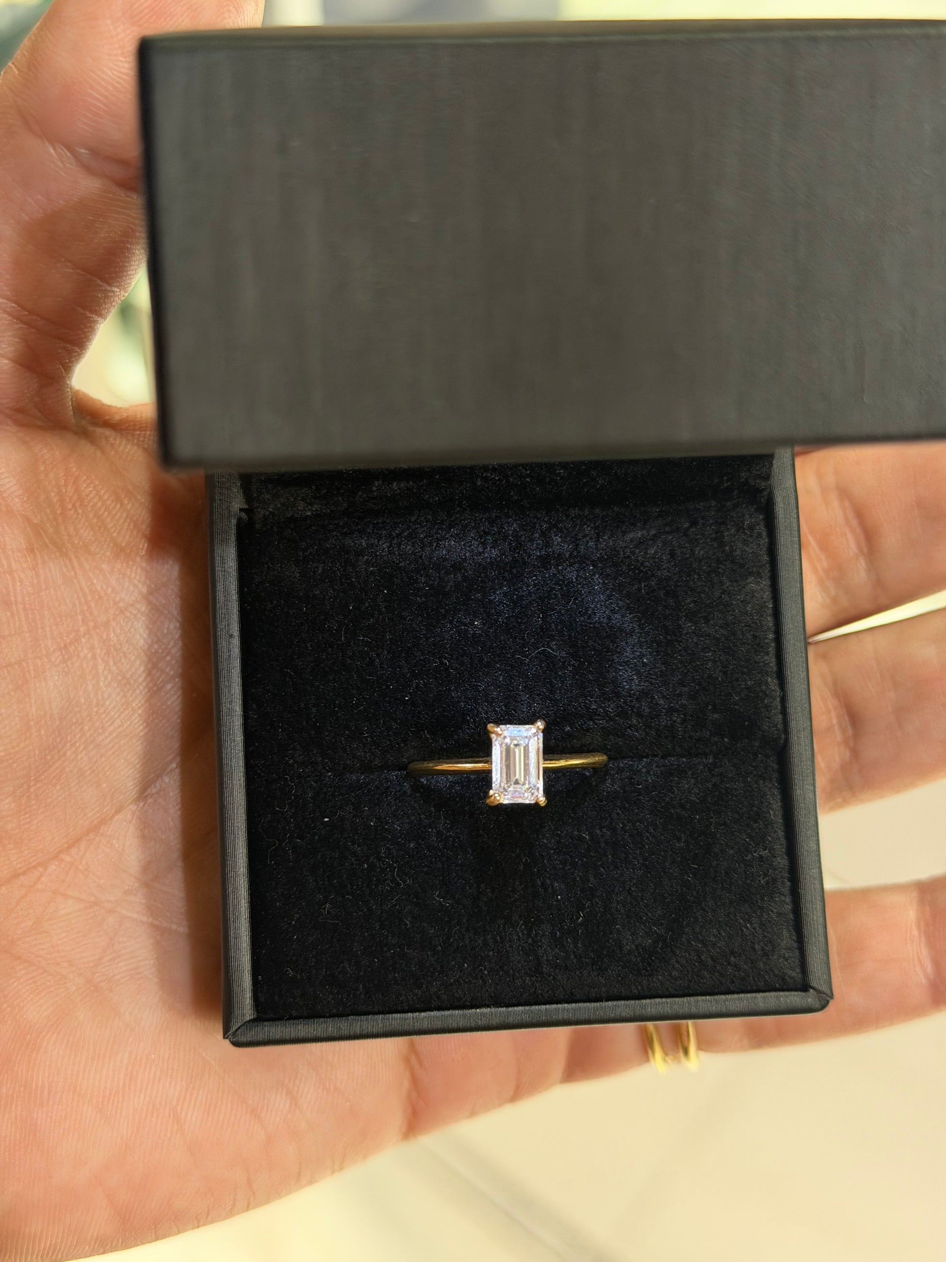 1ct Emerald Lab Diamond Engagement Ring