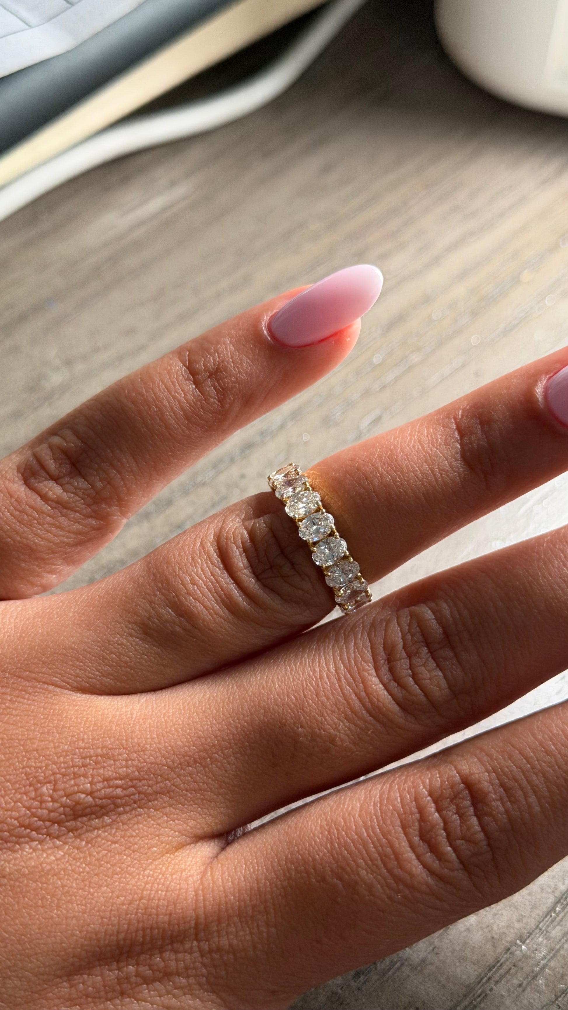 3.80ct Lab Diamond Oval Cut Eternity Band - 14K Yellow Gold