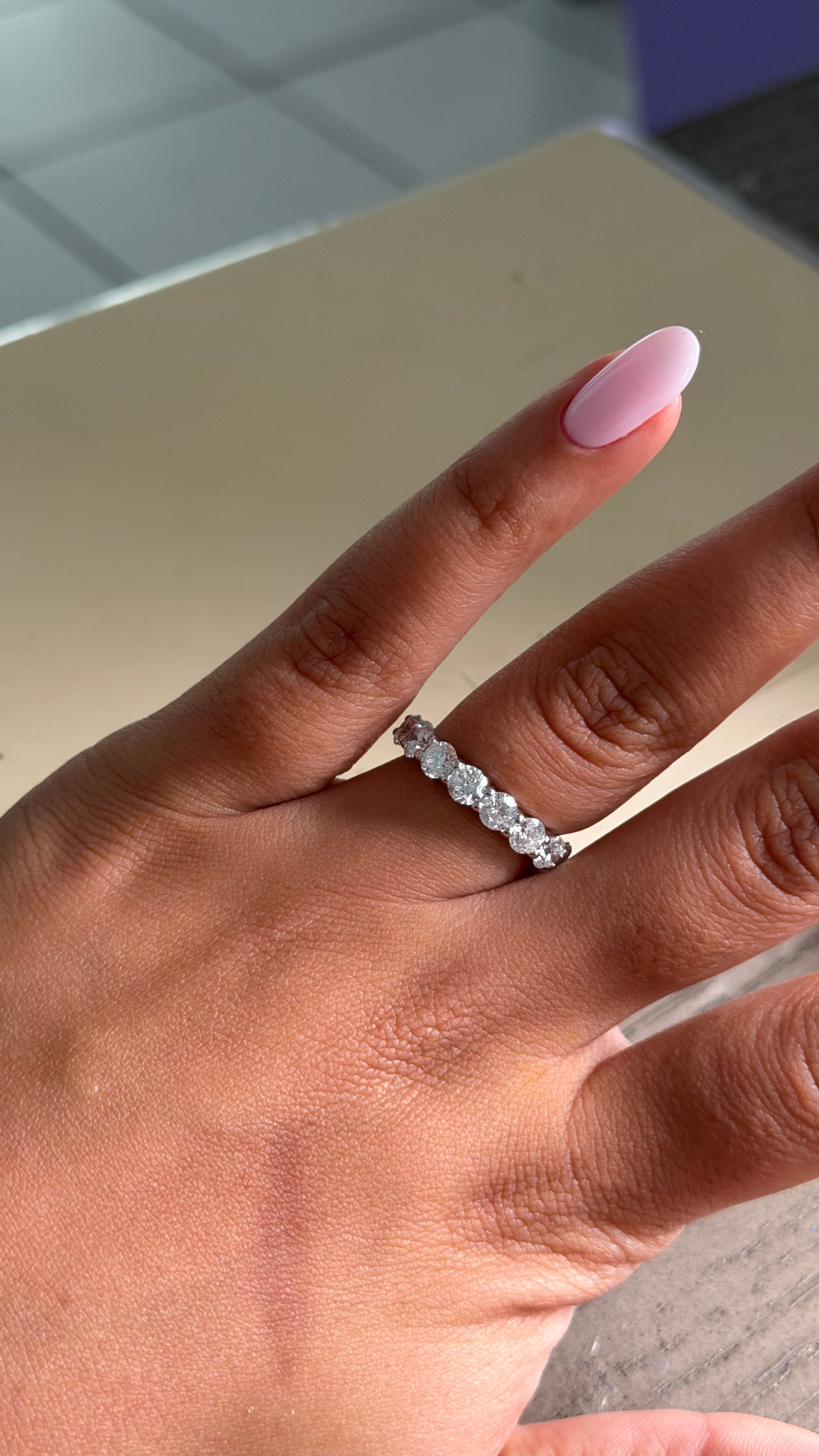 5.20ct Lab Diamond Round Cut Eternity Band - 14K White Gold
