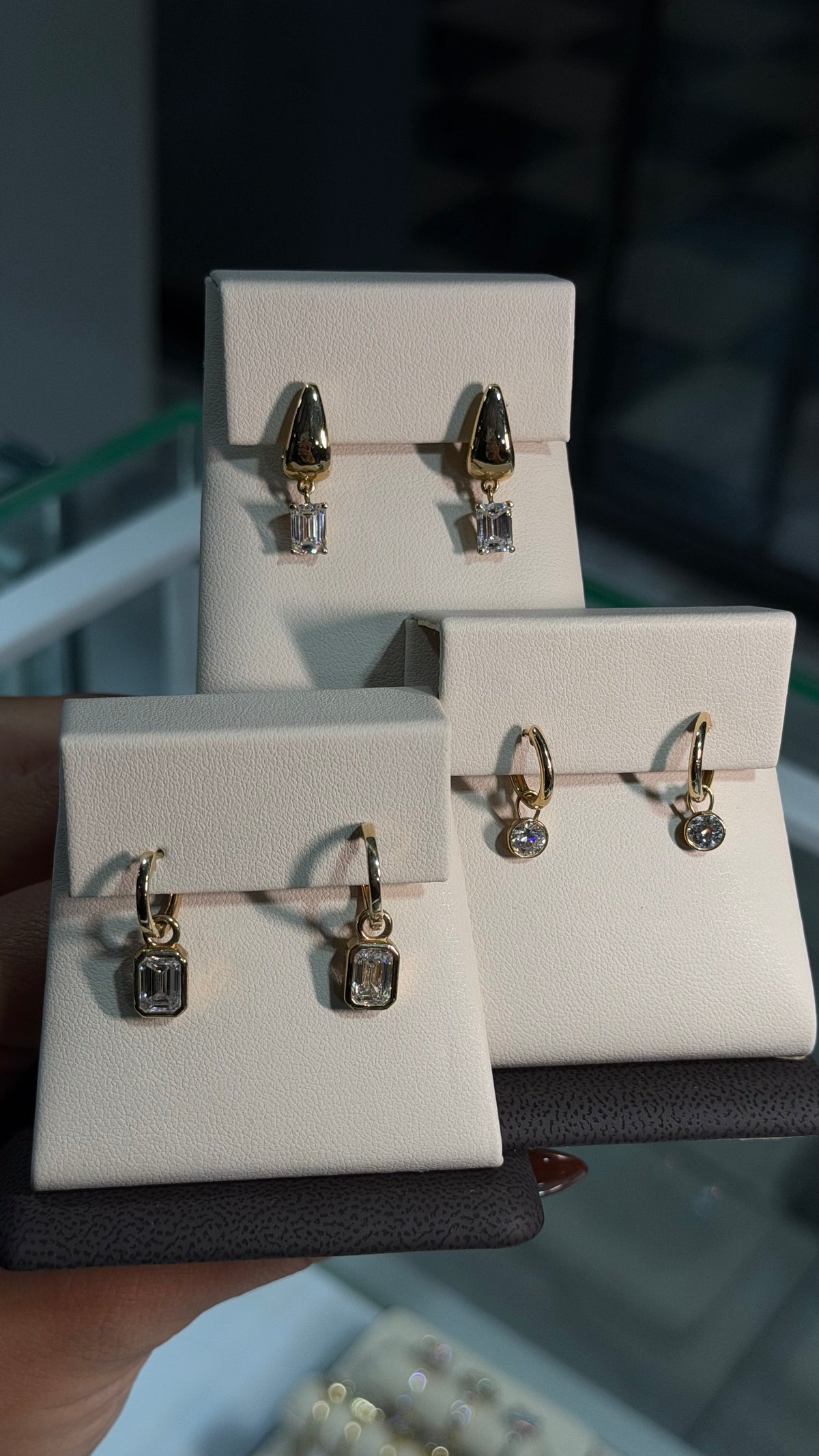 2ct Sculpted Drop Emerald-cut Lab Diamond Earrings