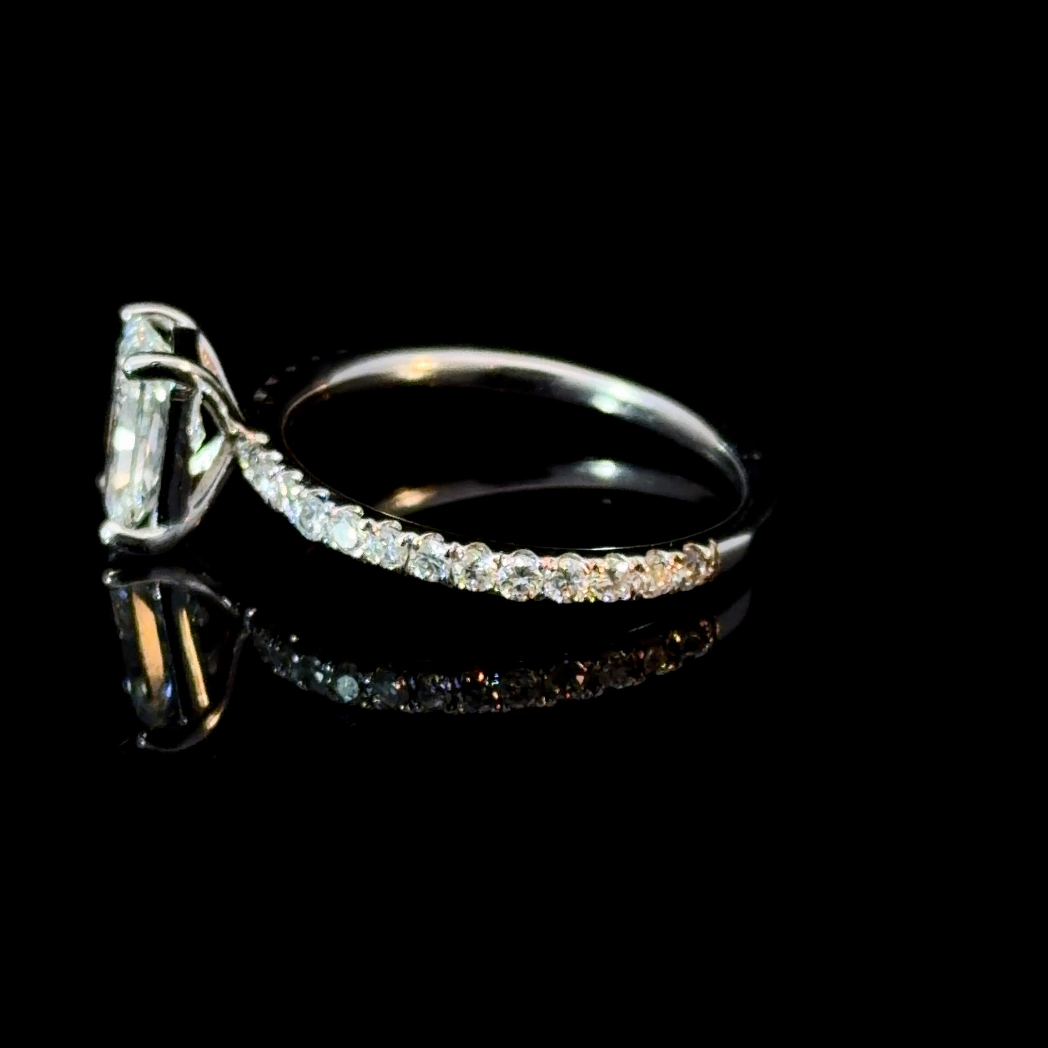 1.05 RADIANT CUT LAB DIAMOND ON PAVE BAND RING - IGI CERTIFIED