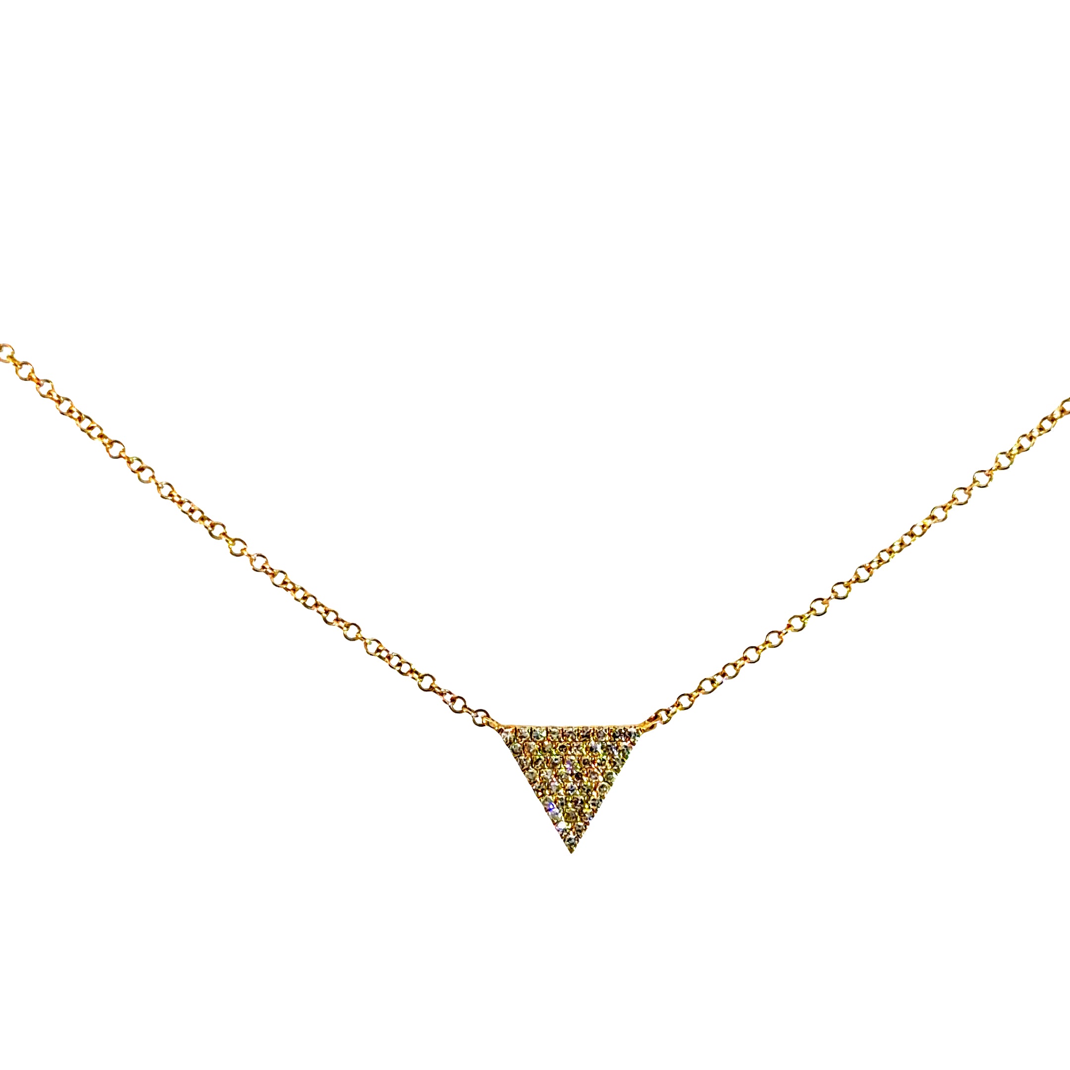 14K Gold Diamond Triangle Necklace