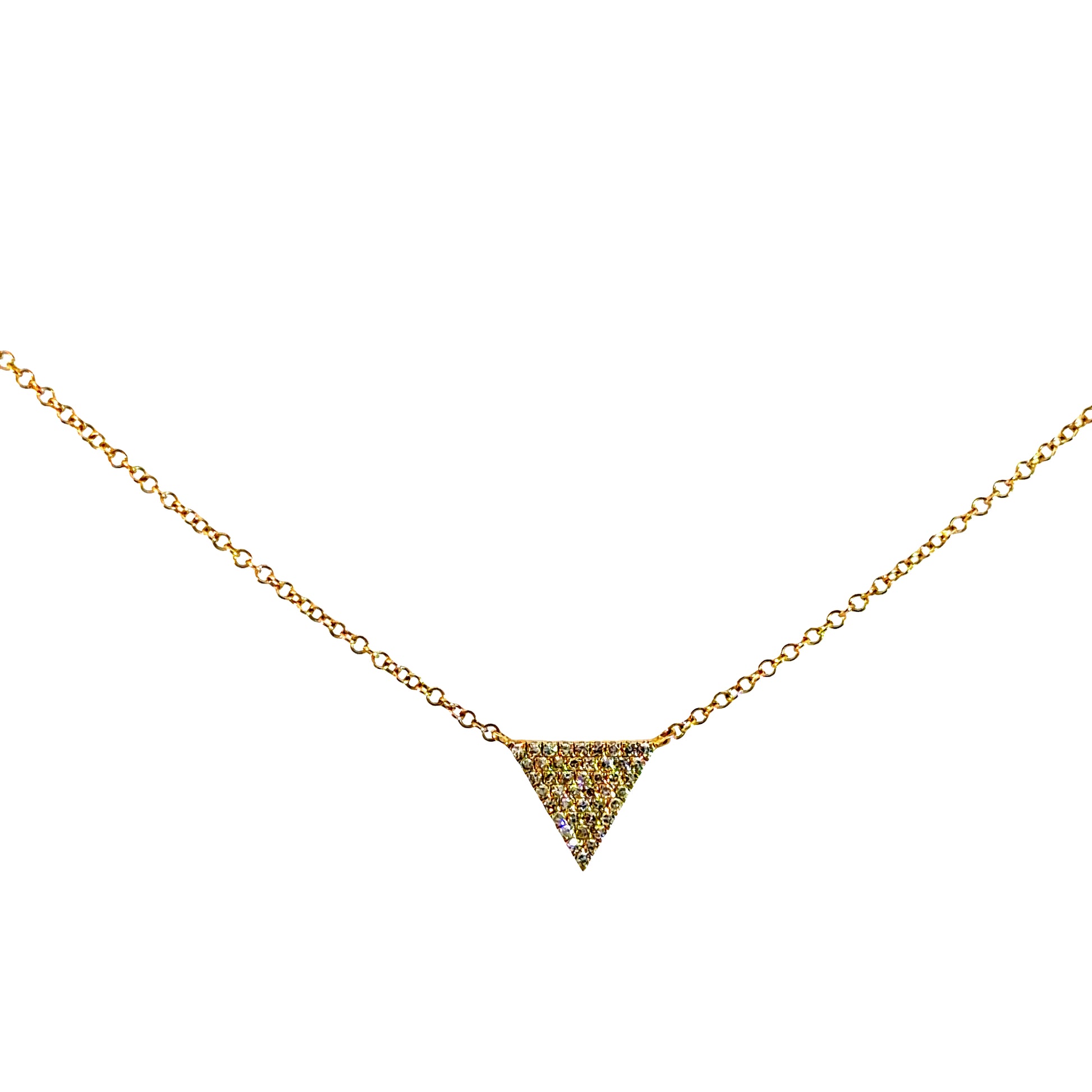 14K Gold Diamond Triangle Necklace