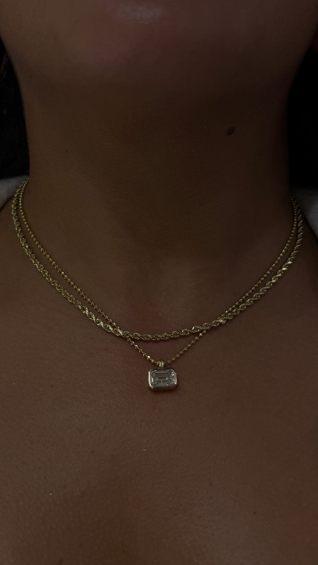 3.50ct Emerald-Cut Lab Diamond Charm in 14k Gold