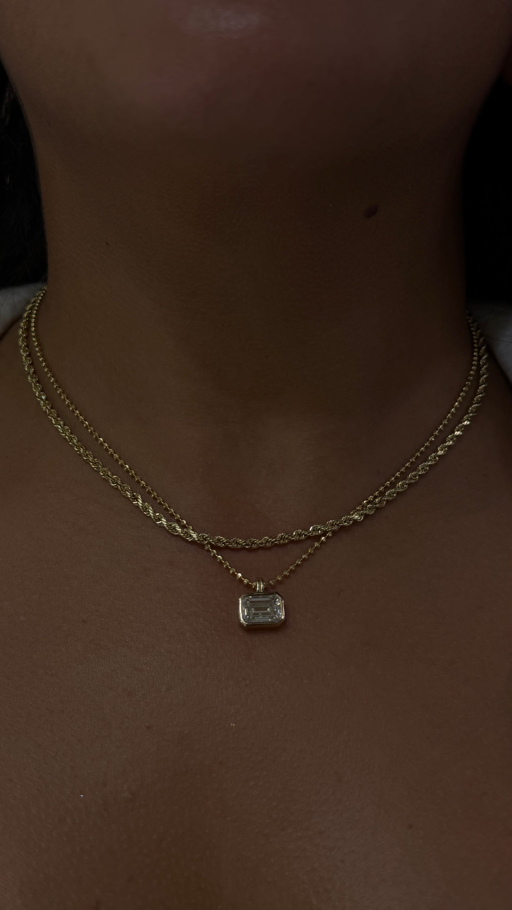 3.50ct Emerald-Cut Lab Diamond Charm in 14k Gold