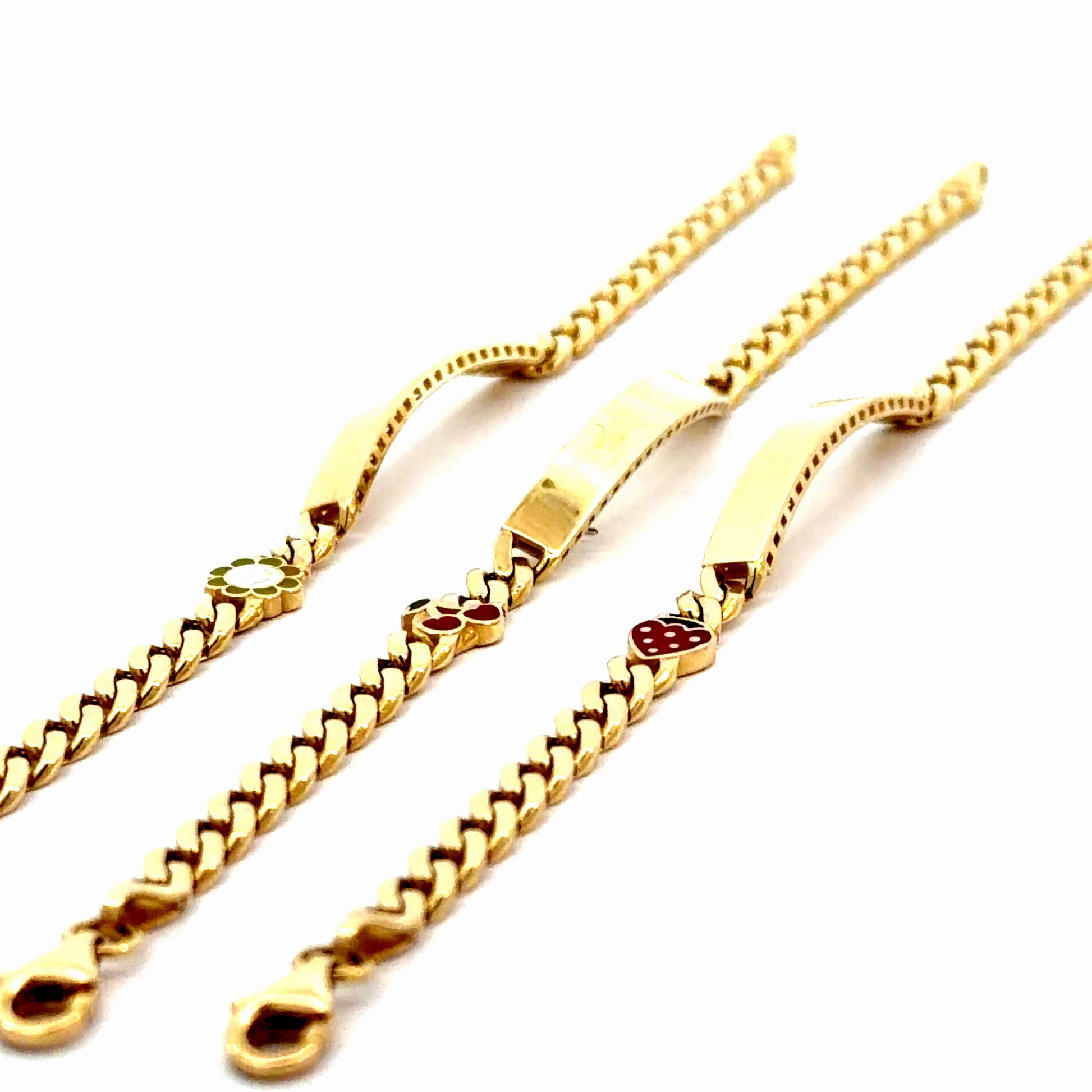 14K Gold ID Bracelet with Enamel Charm