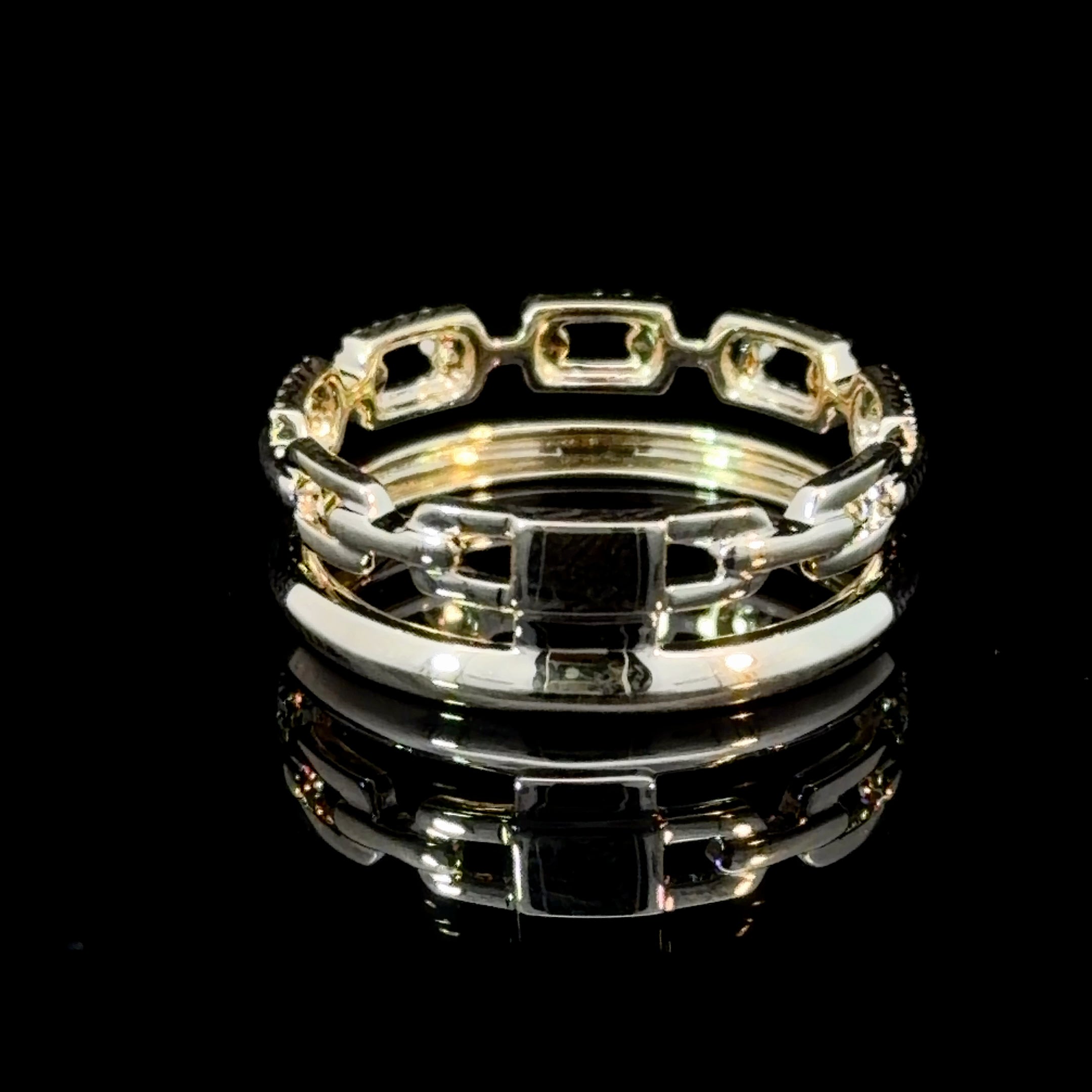 14K Gold Diamond Link Band Ring