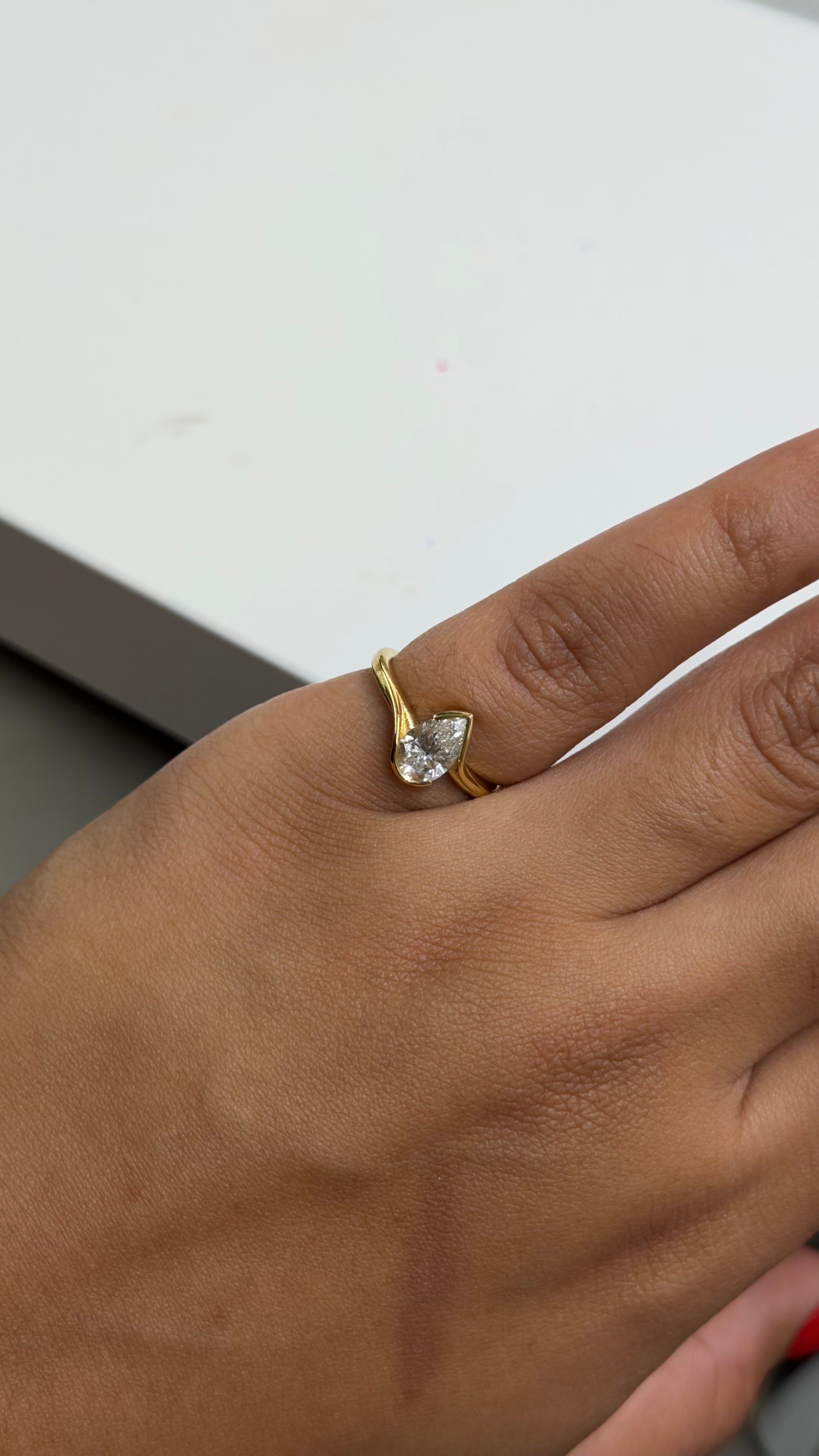 1.04ct Pear Cut Lab Diamond Solitaire Ring