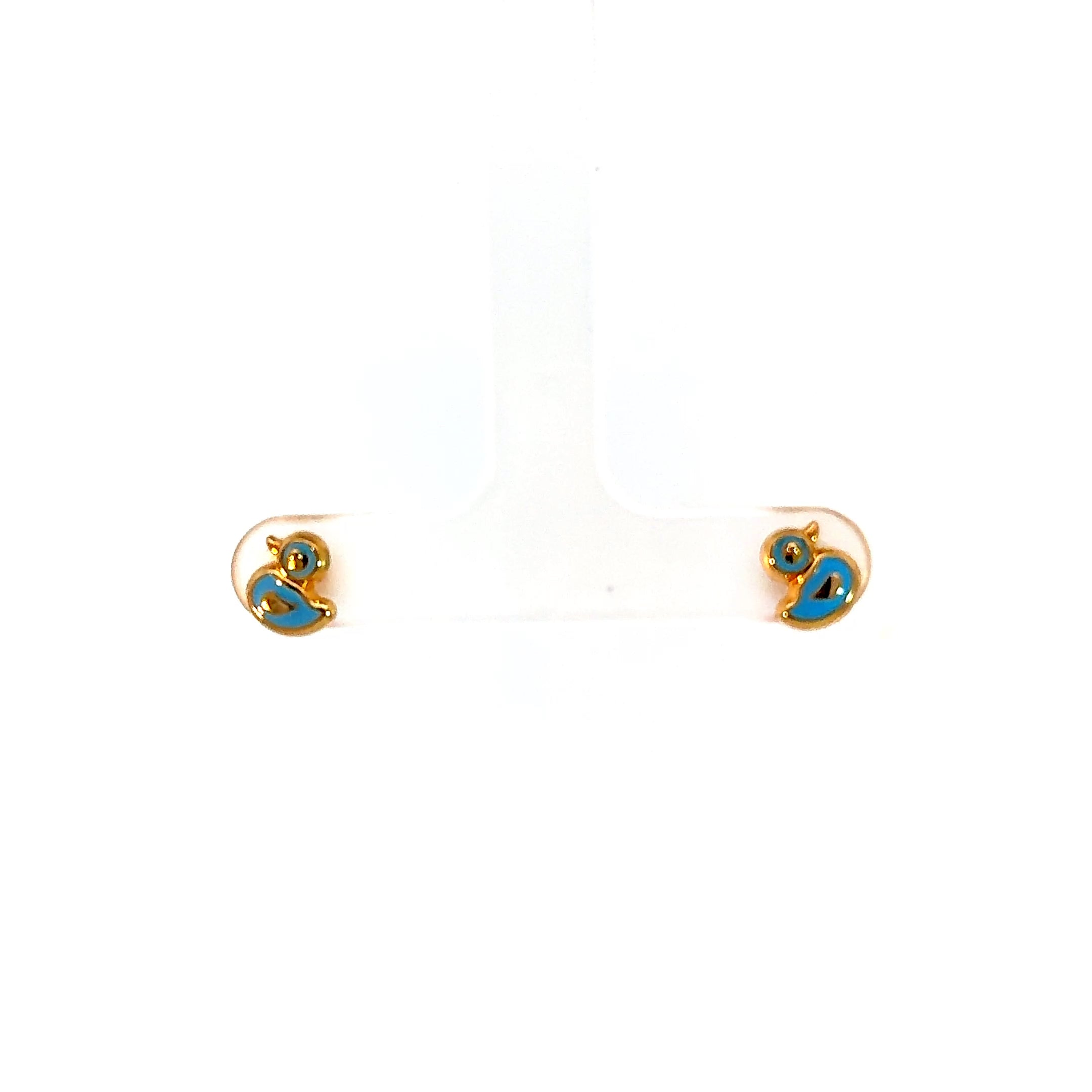 Duck Stud Earrings – 14K Gold Enamel