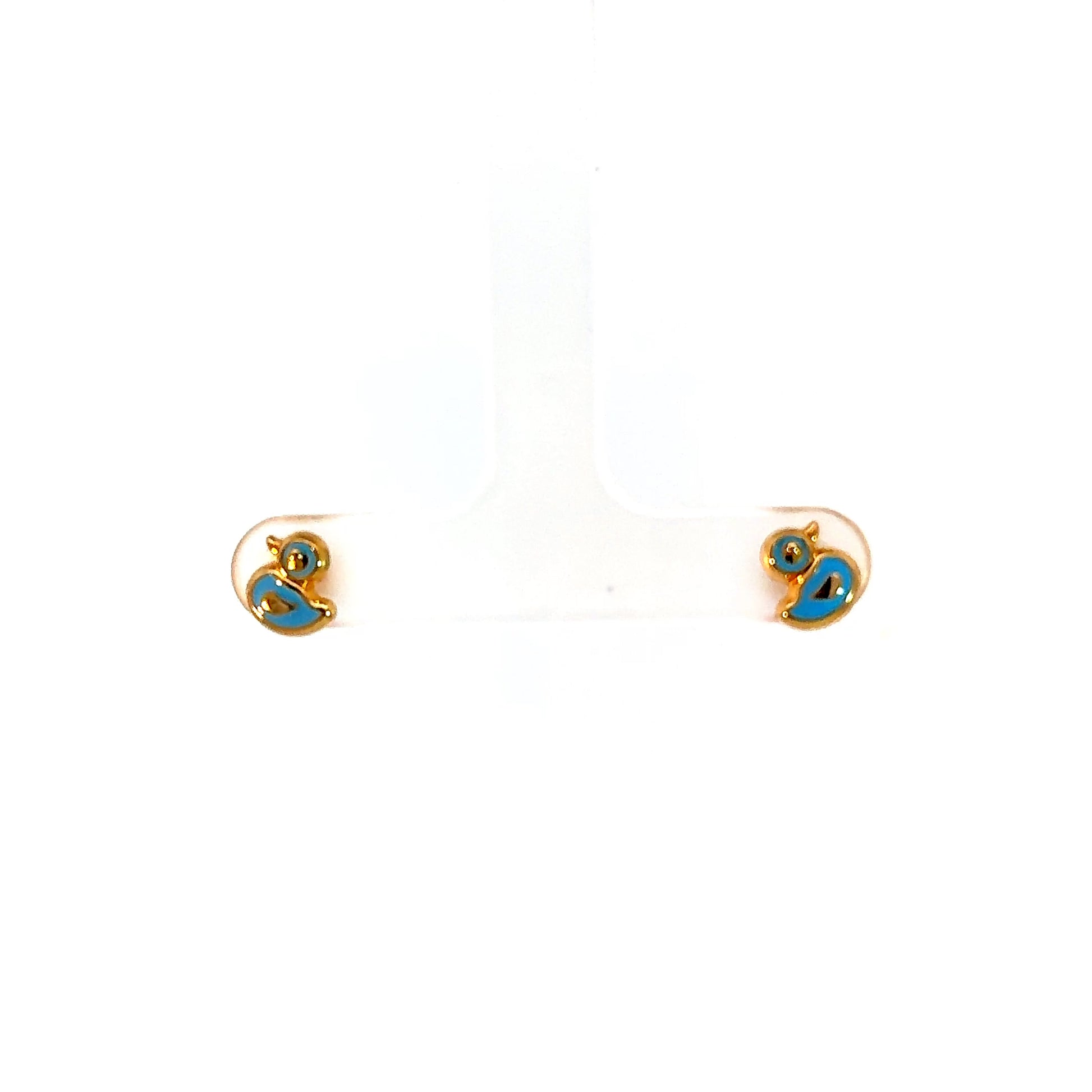 Duck Stud Earrings – 14K Gold Enamel