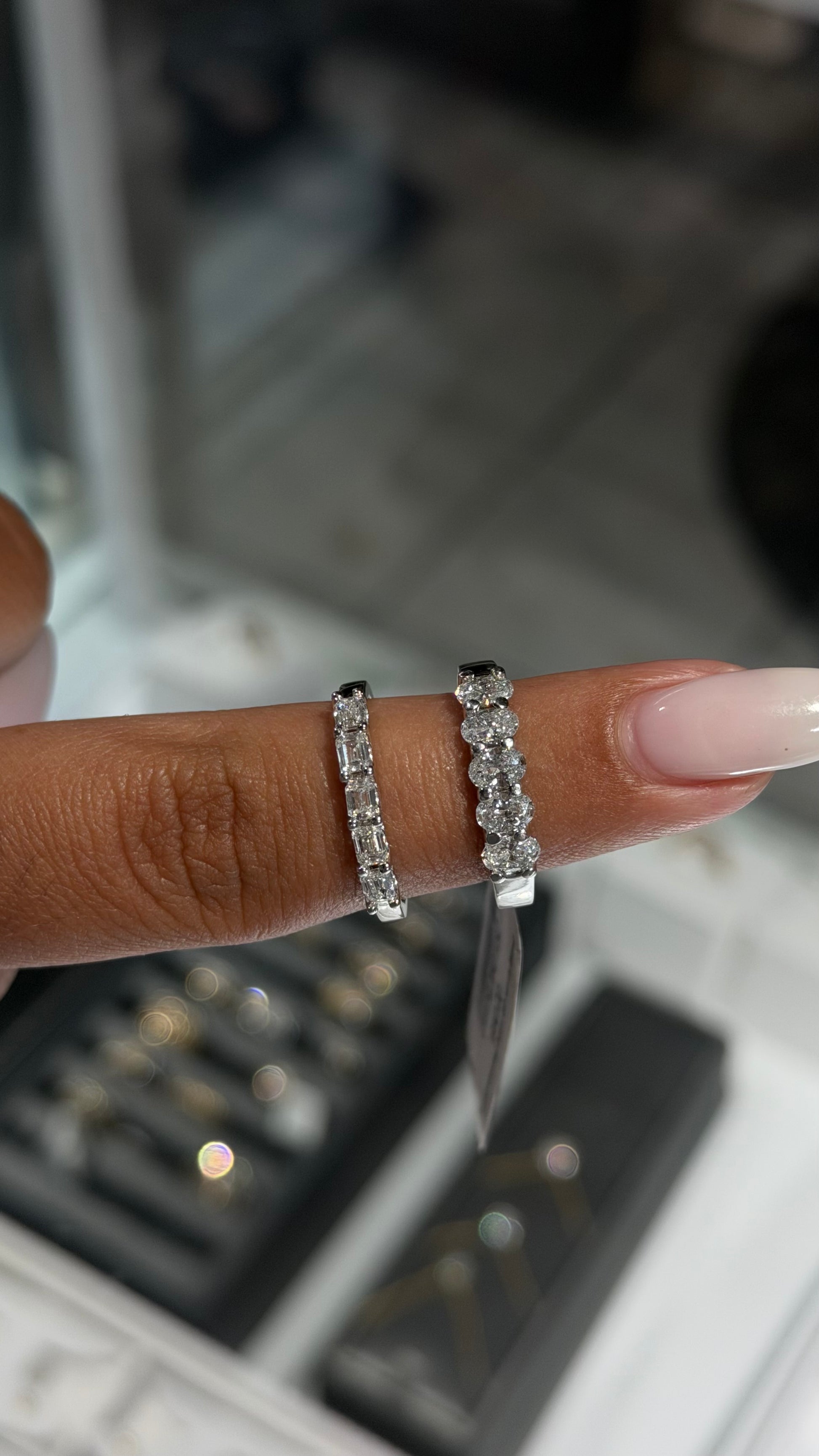 Half Way Emerald Cut Lab Diamond Band