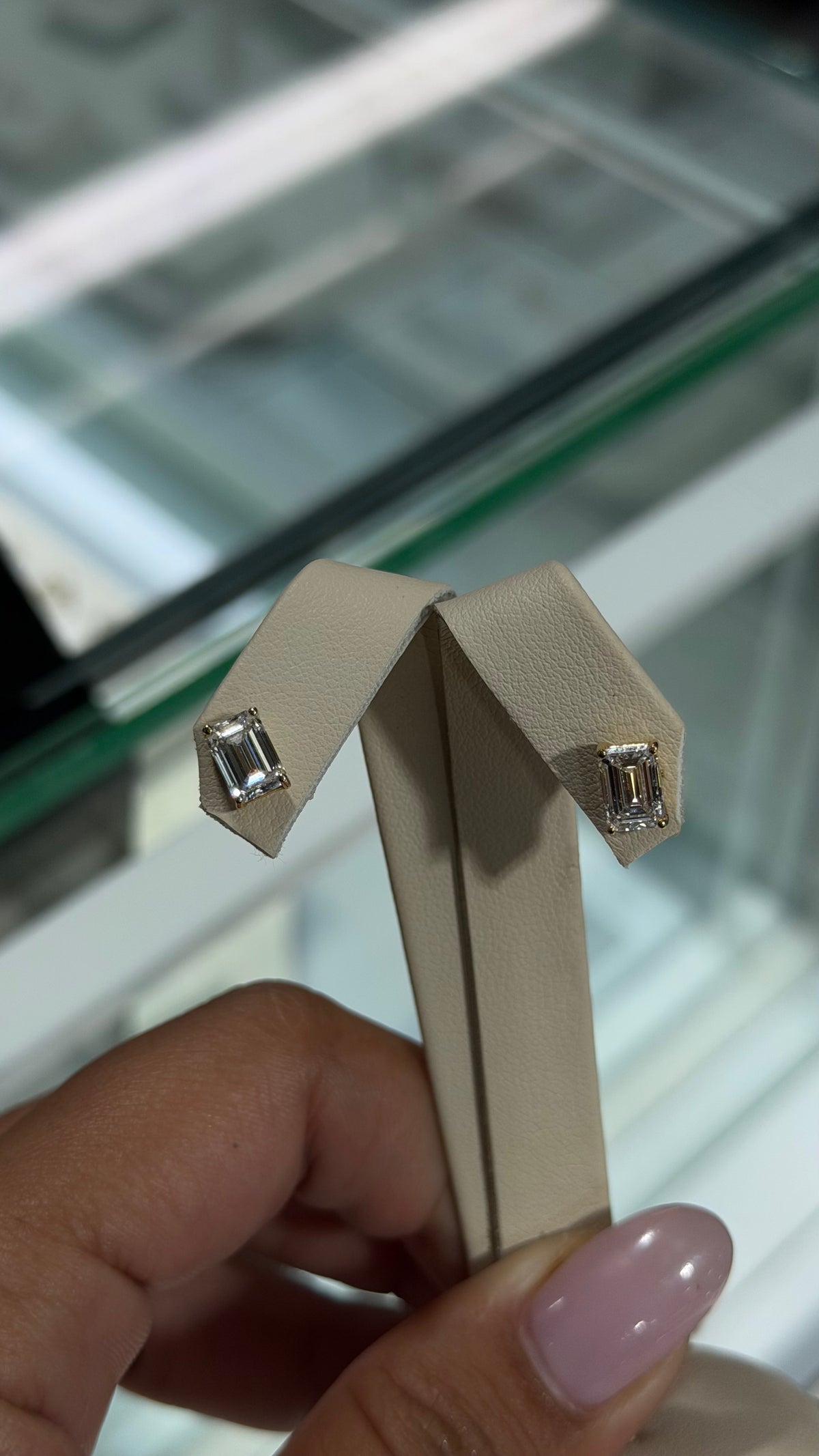 2.18CTW Emerald Cut Lab Diamond Studs - 14k Gold