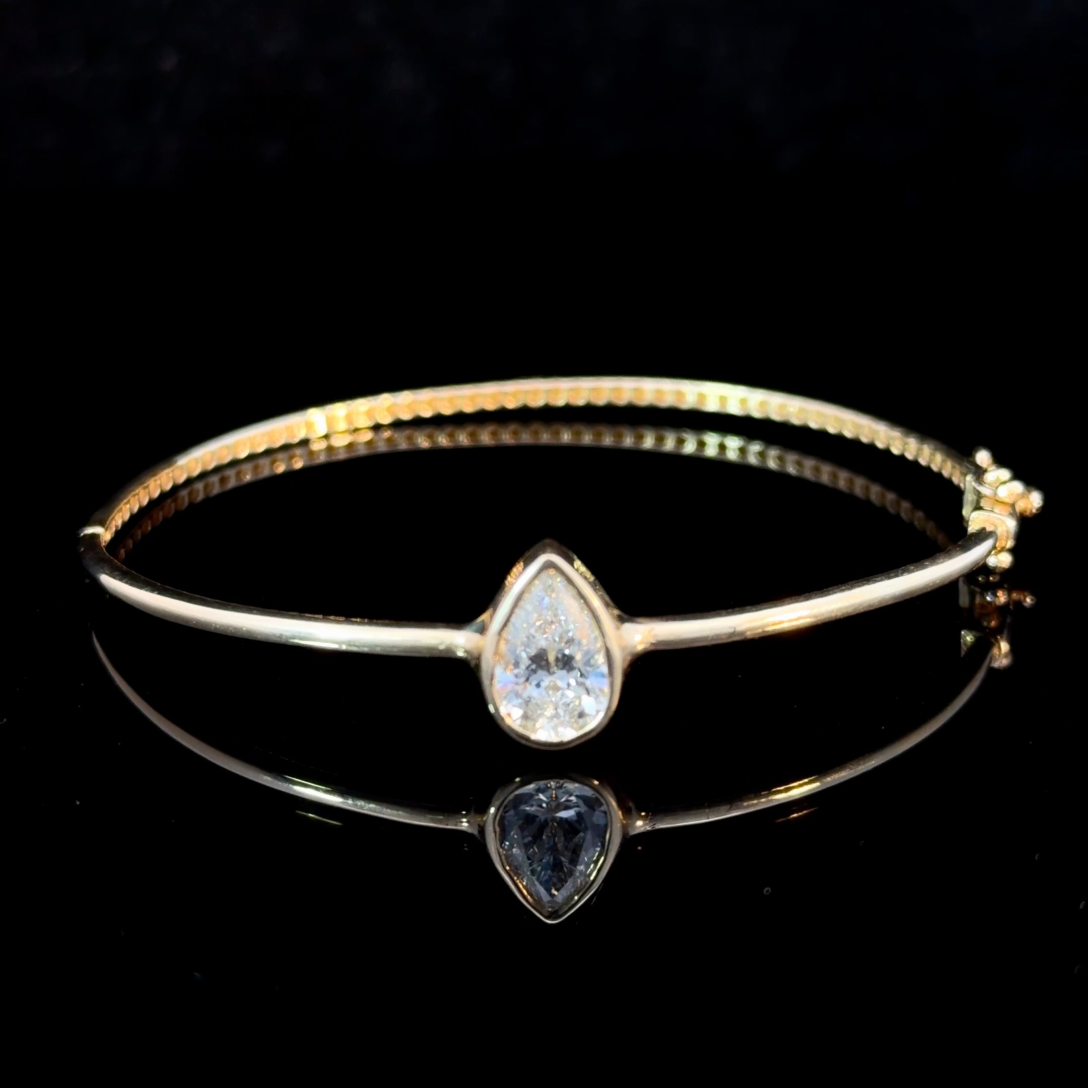 1.50ct Pear-Shape Lab Diamond Bangle in 14k Gold