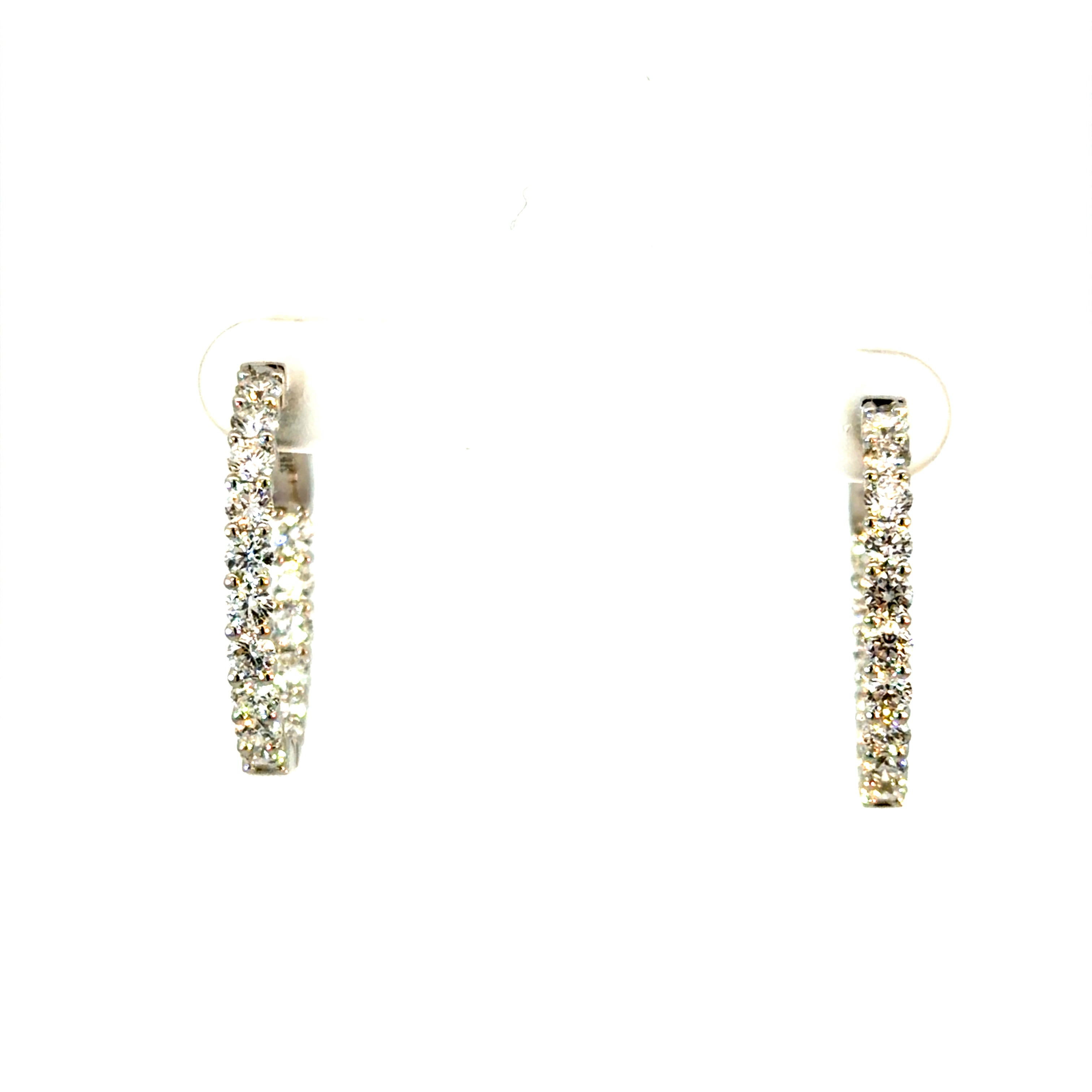 3.00 CTW Lab Diamond Hoop Earrings in 14K White Gold