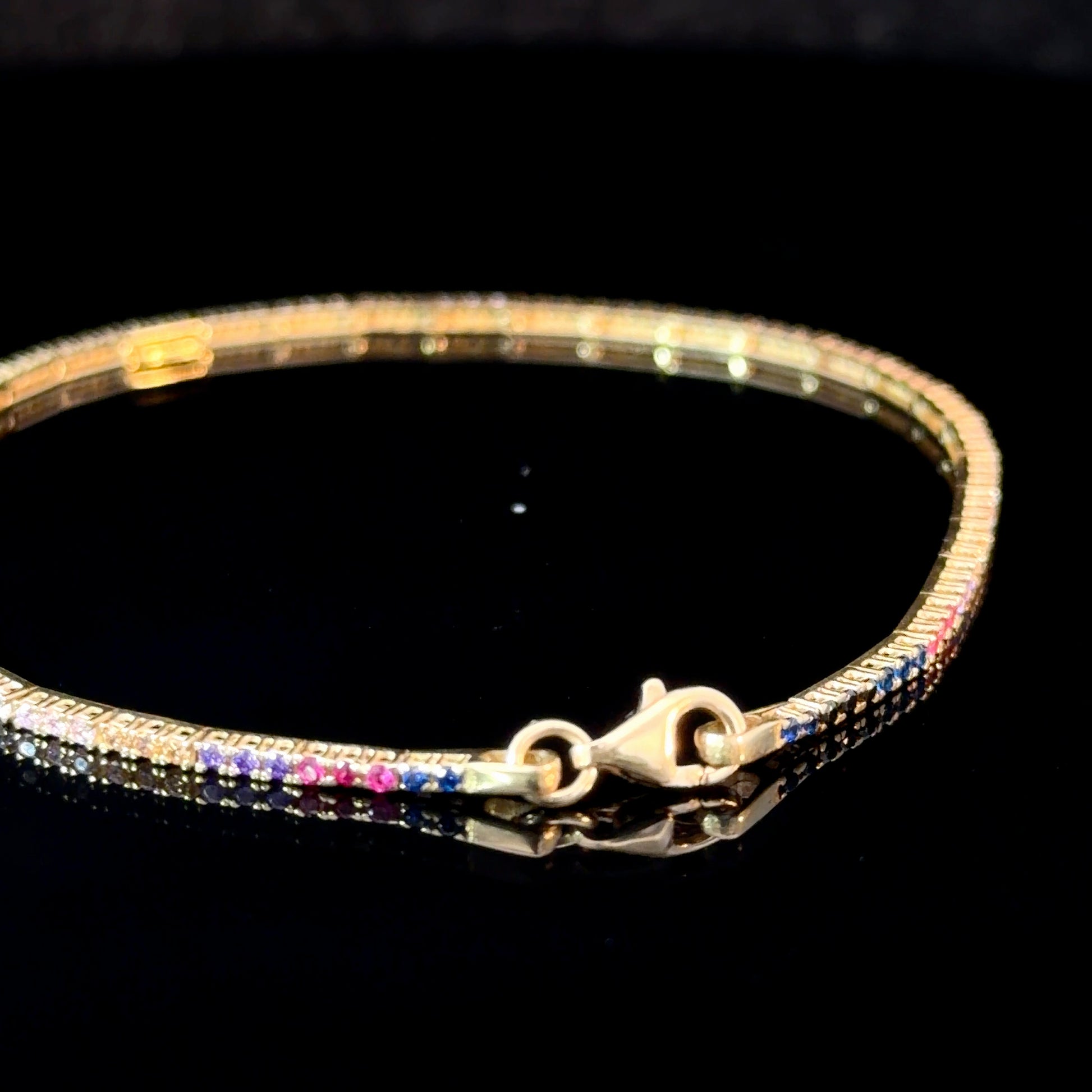 14K Gold Rainbow Tennis Bracelet