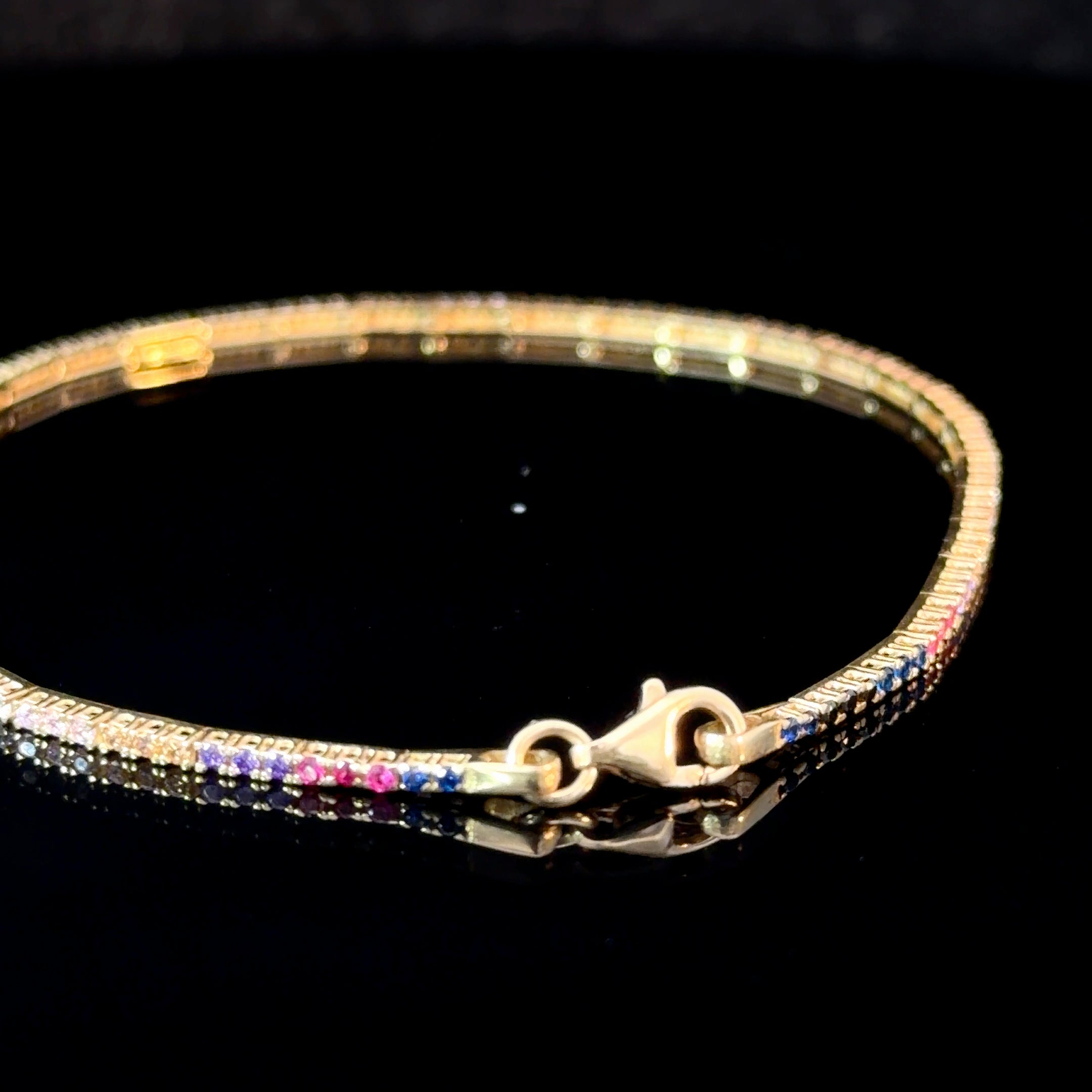 14K Gold Rainbow Tennis Bracelet