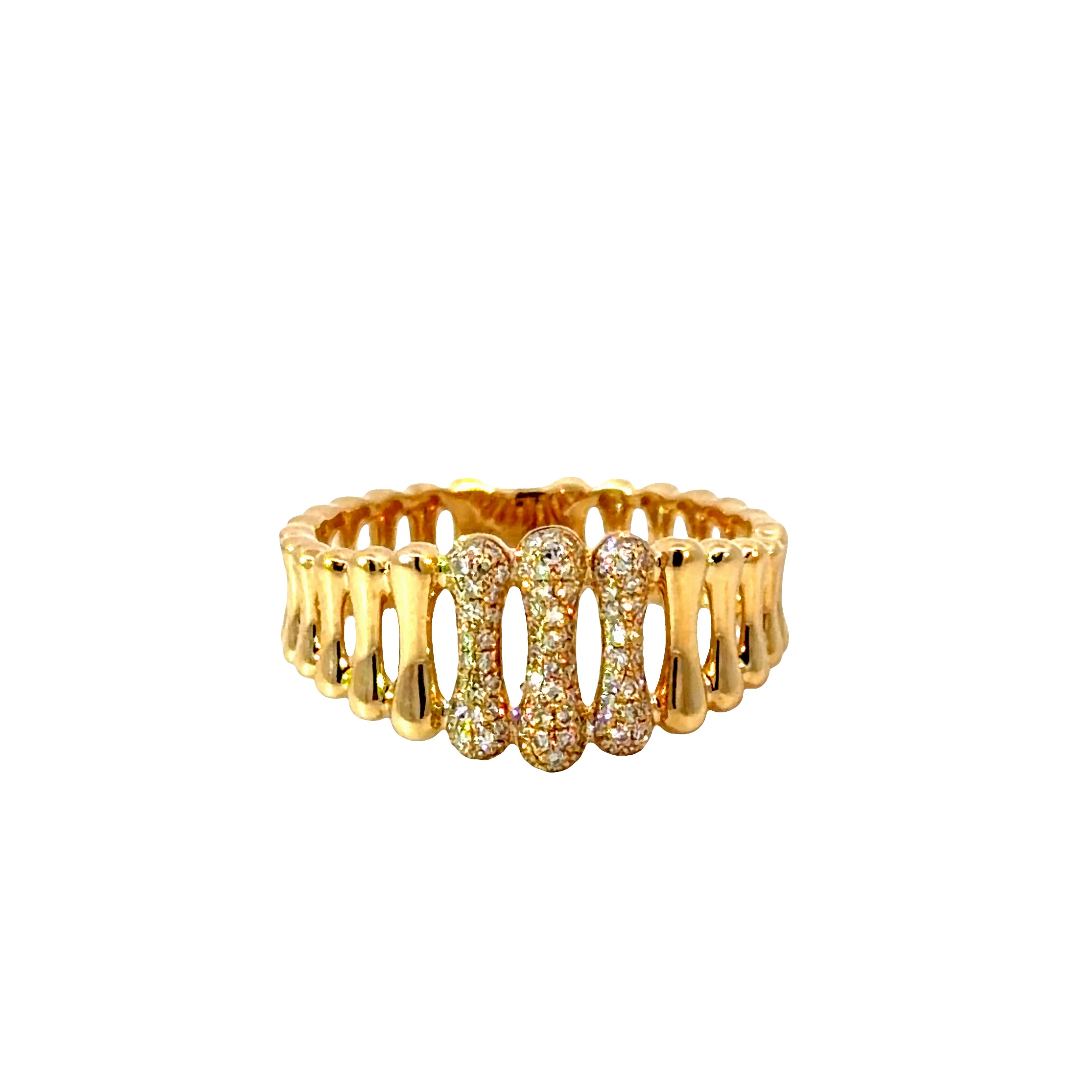 14K Gold Openwork Diamond Band Ring