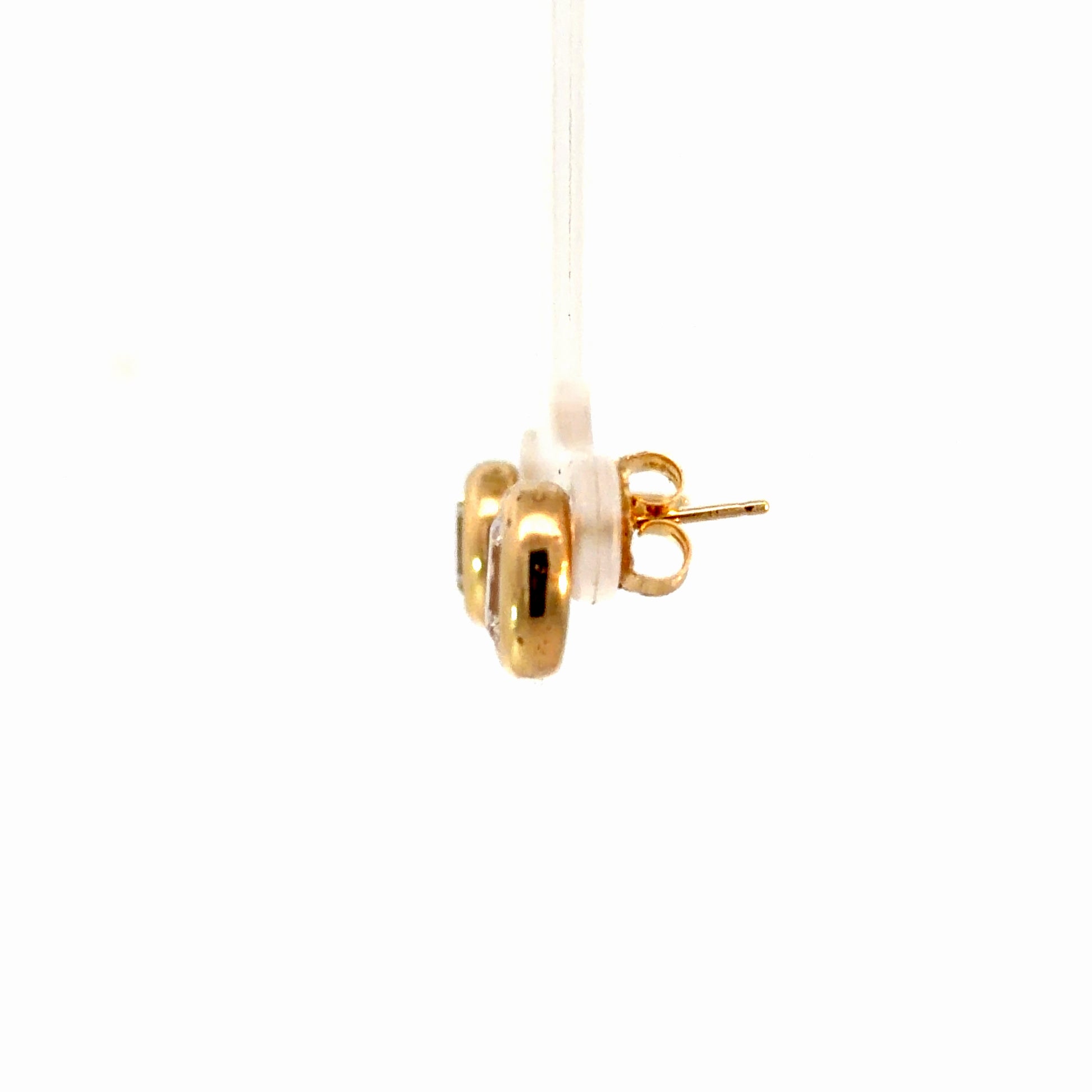 3ct Emerald-Cut Diamond Bezel Stud in 14k Gold
