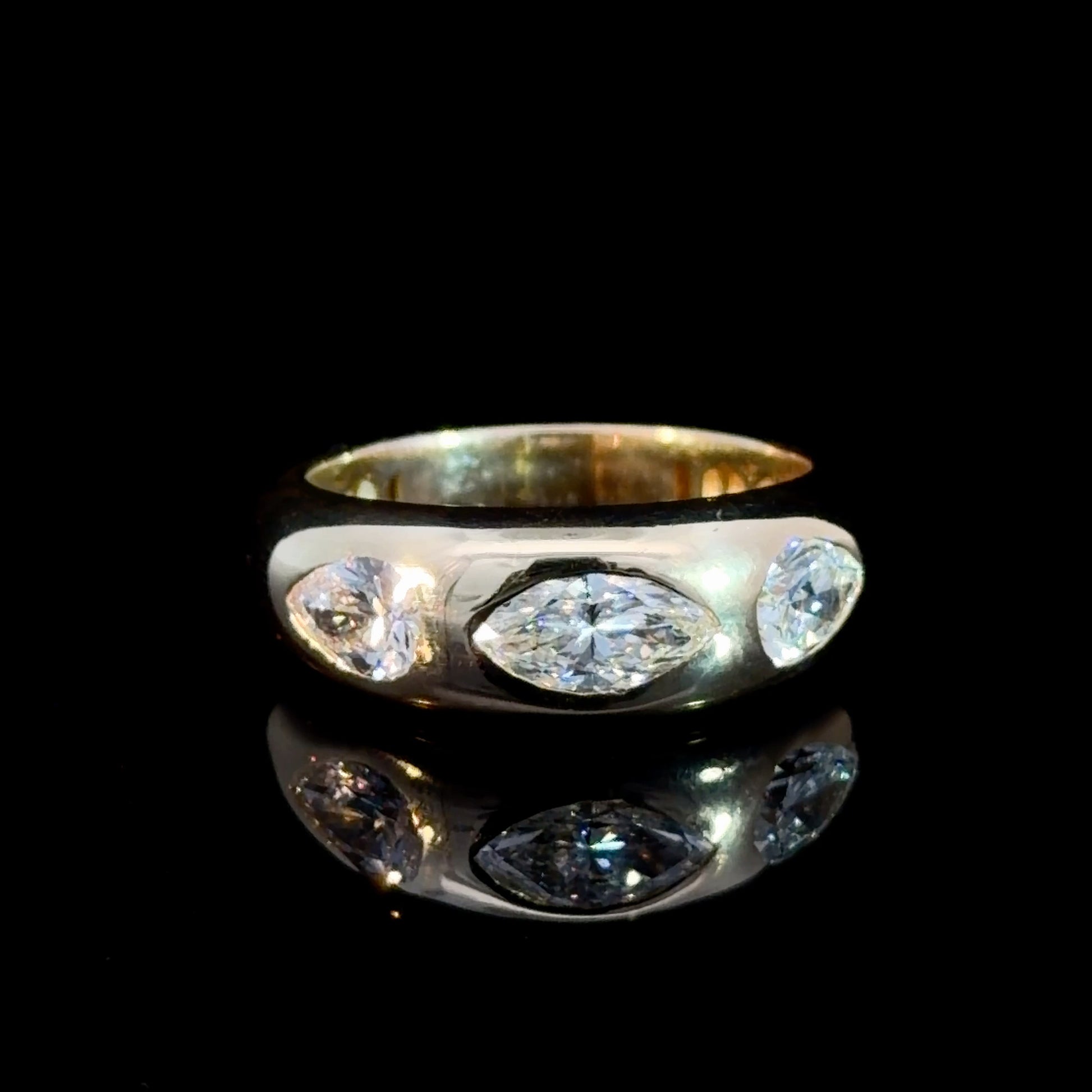 1.20 Cttw Marquise & Pear Cut Lab Diamond Dome Band Ring In 14K Yellow Gold